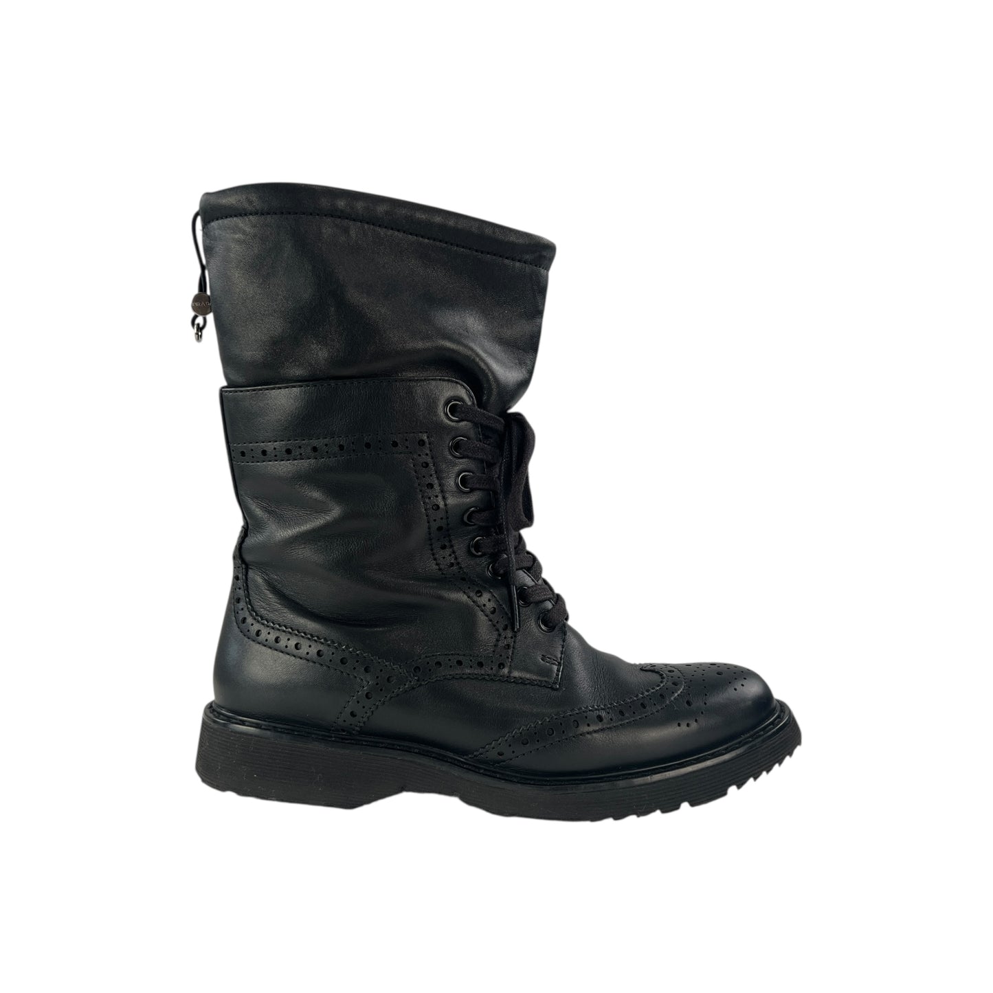 Prada Lambskin Leather Brogue Combat Boots