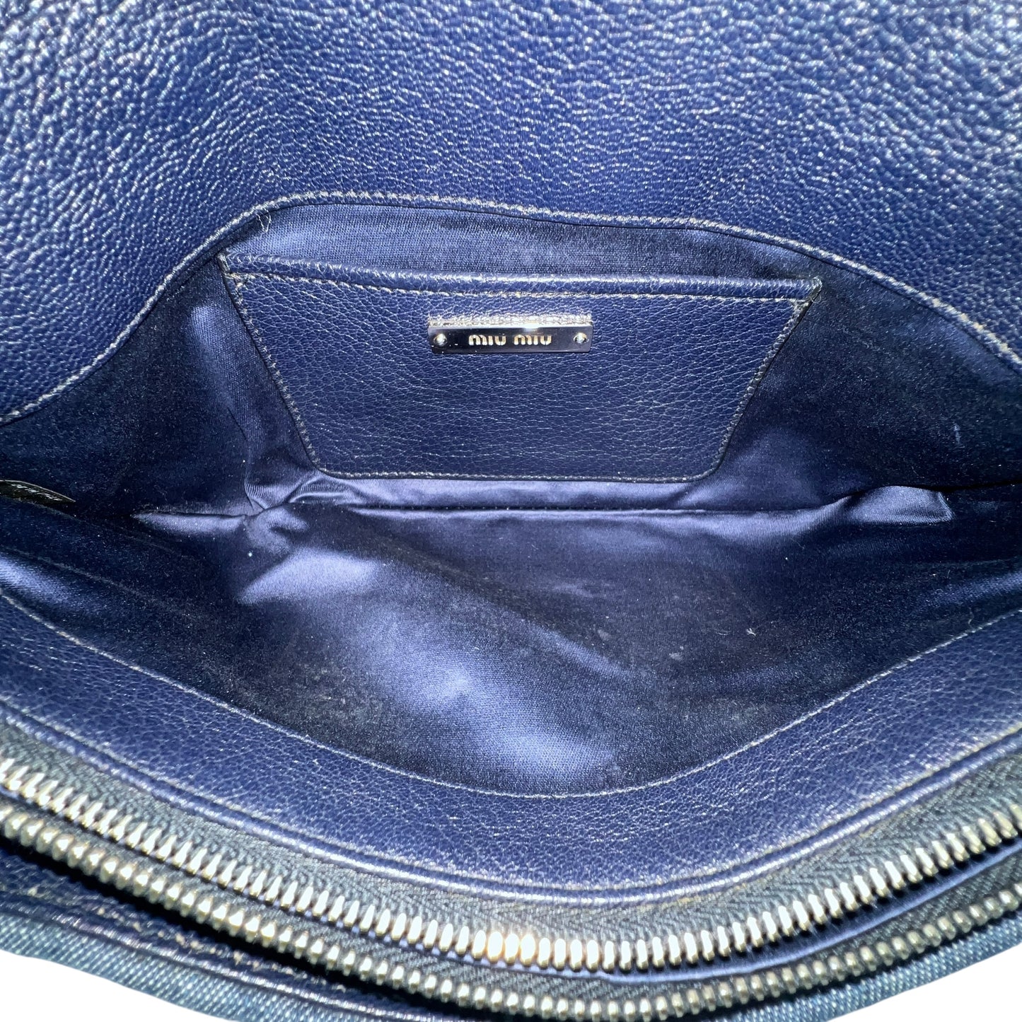 Miu Miu Denim Matelasse Crystal Two-Way Bag