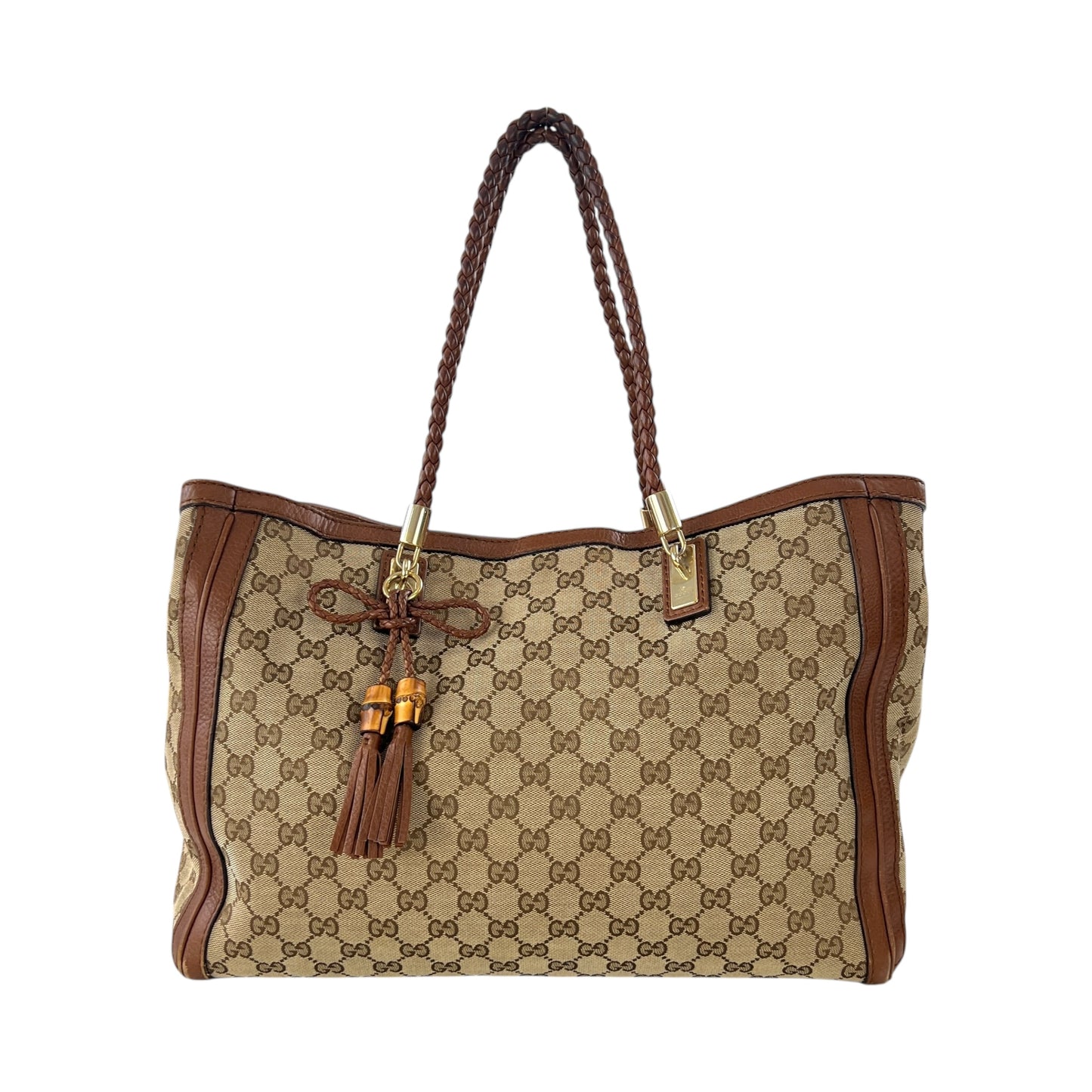 Gucci Monogram Leather Bow Tote Bag