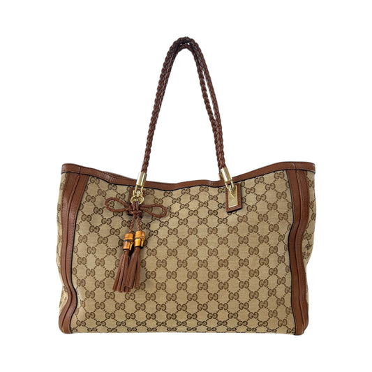 Gucci Monogram Leather Bow Tote Bag
