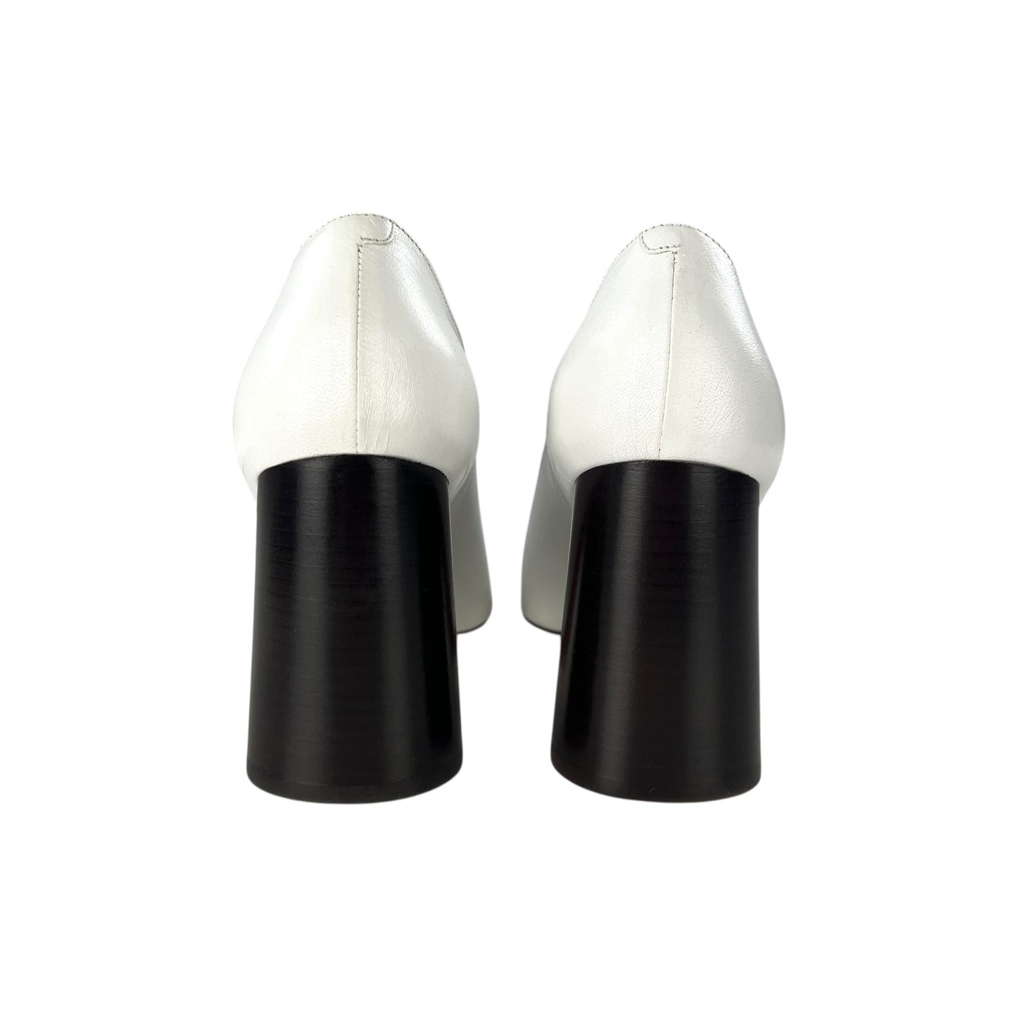 Celine White Block Heels