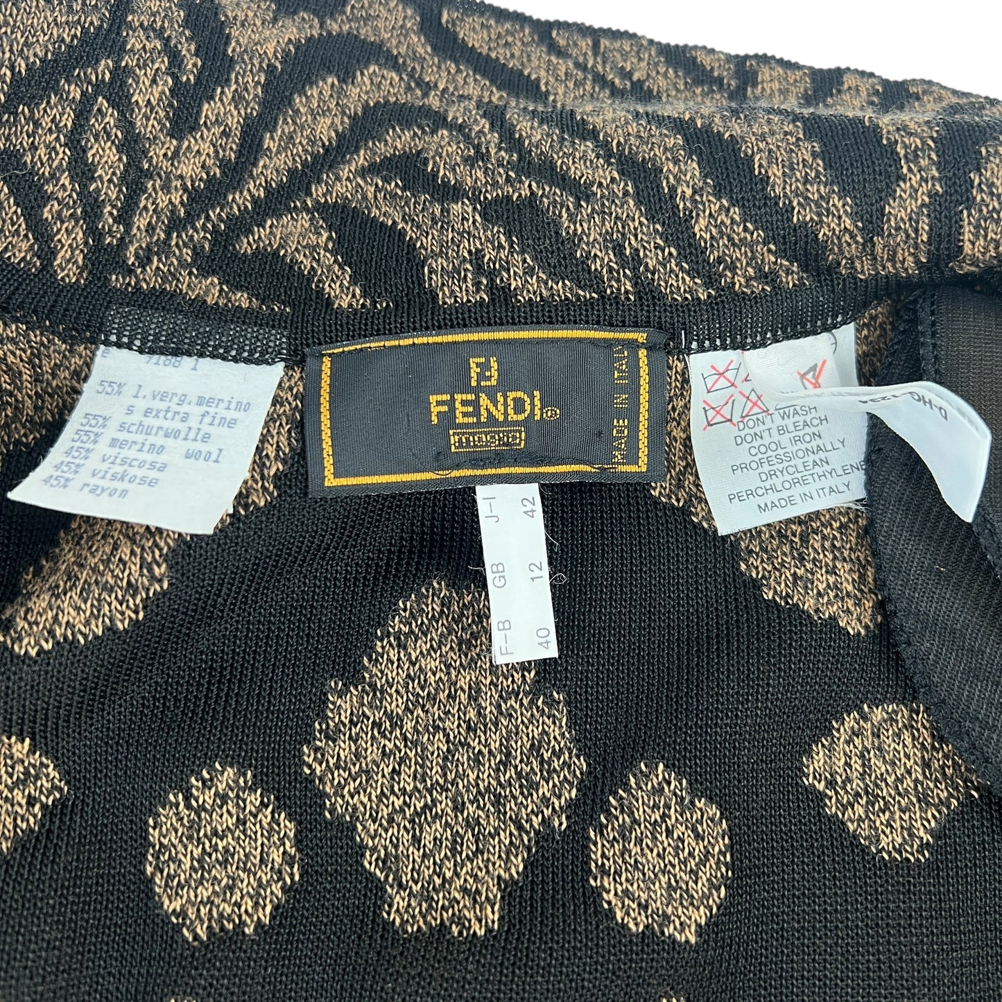 Fendi Vintage Animal Print Cardigan