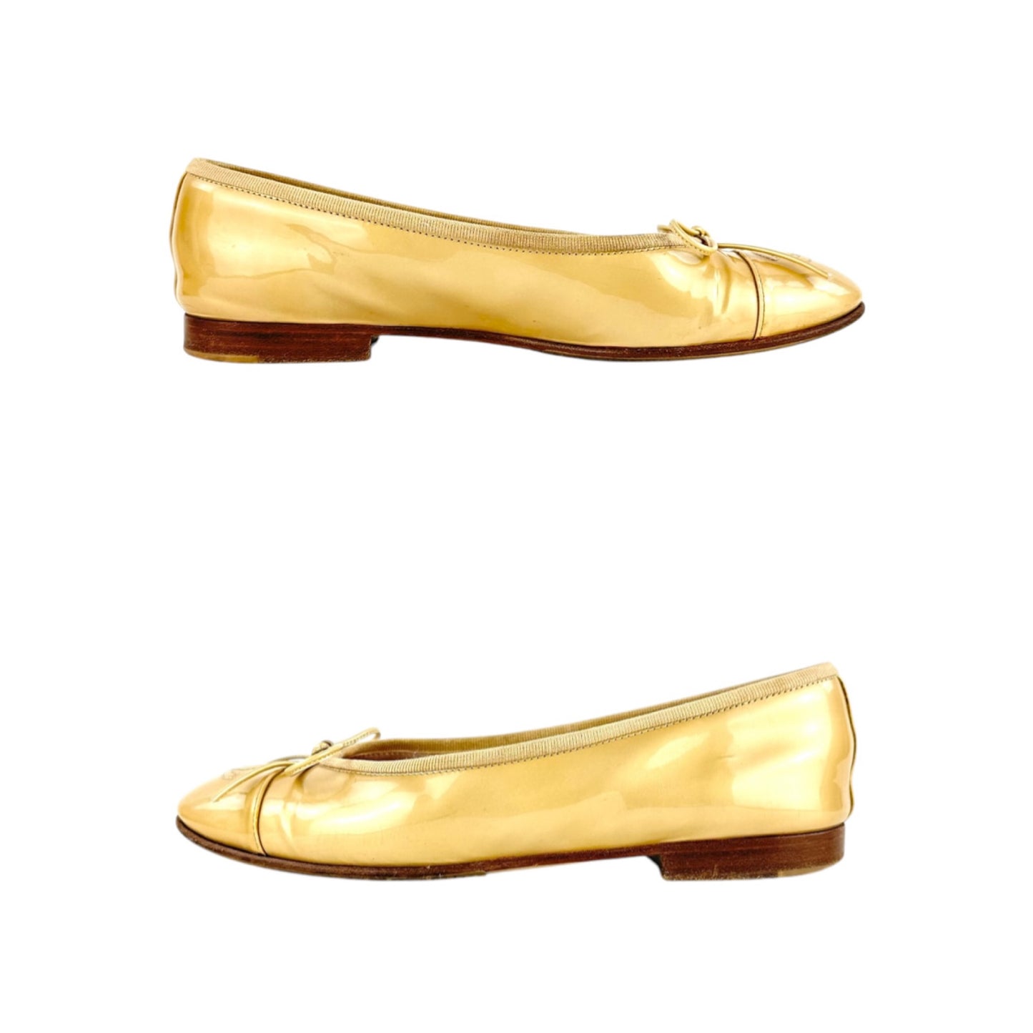 Chanel CC Patent Leather Ballet Flats