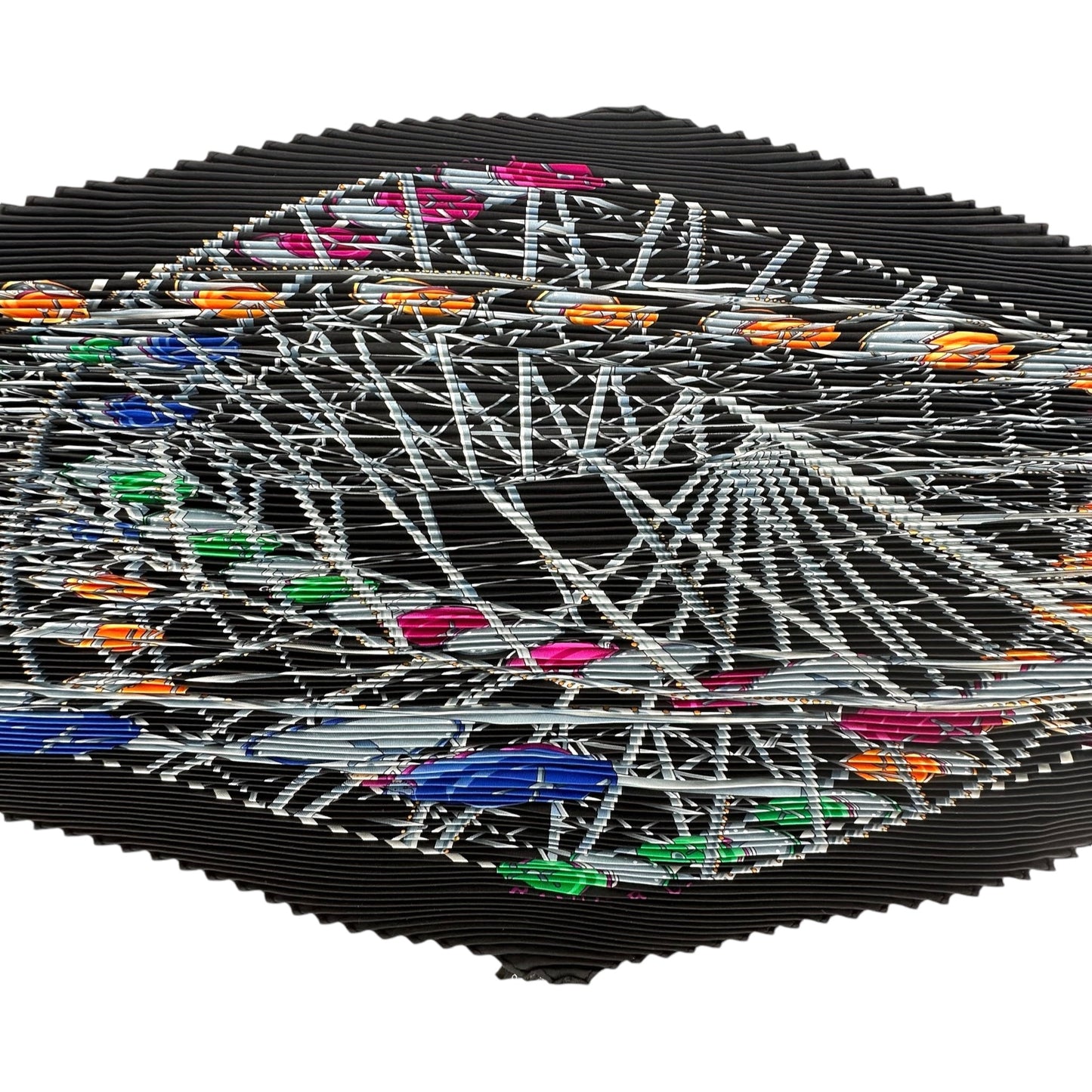 Hermes Grande Roue Pleated Silk Scarf