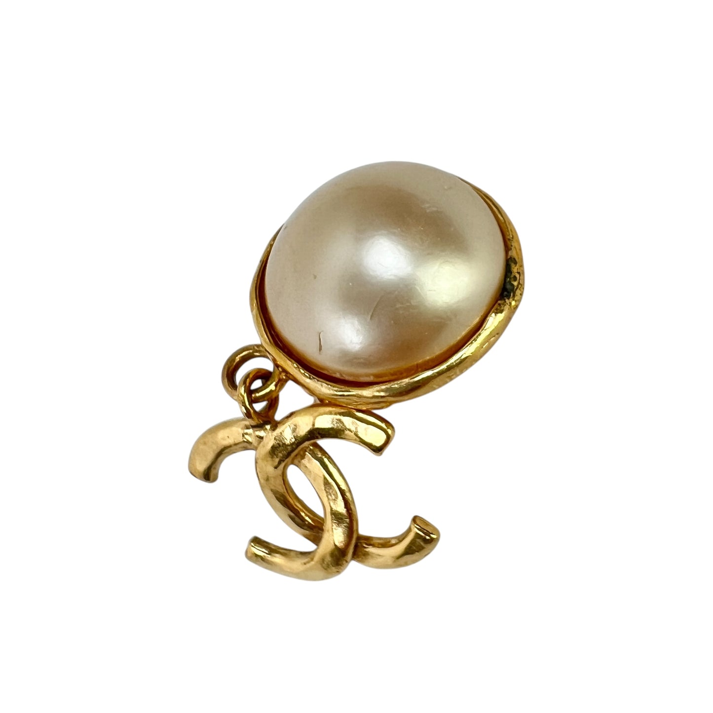 Chanel Vintage CC Faux Pearl Earrings