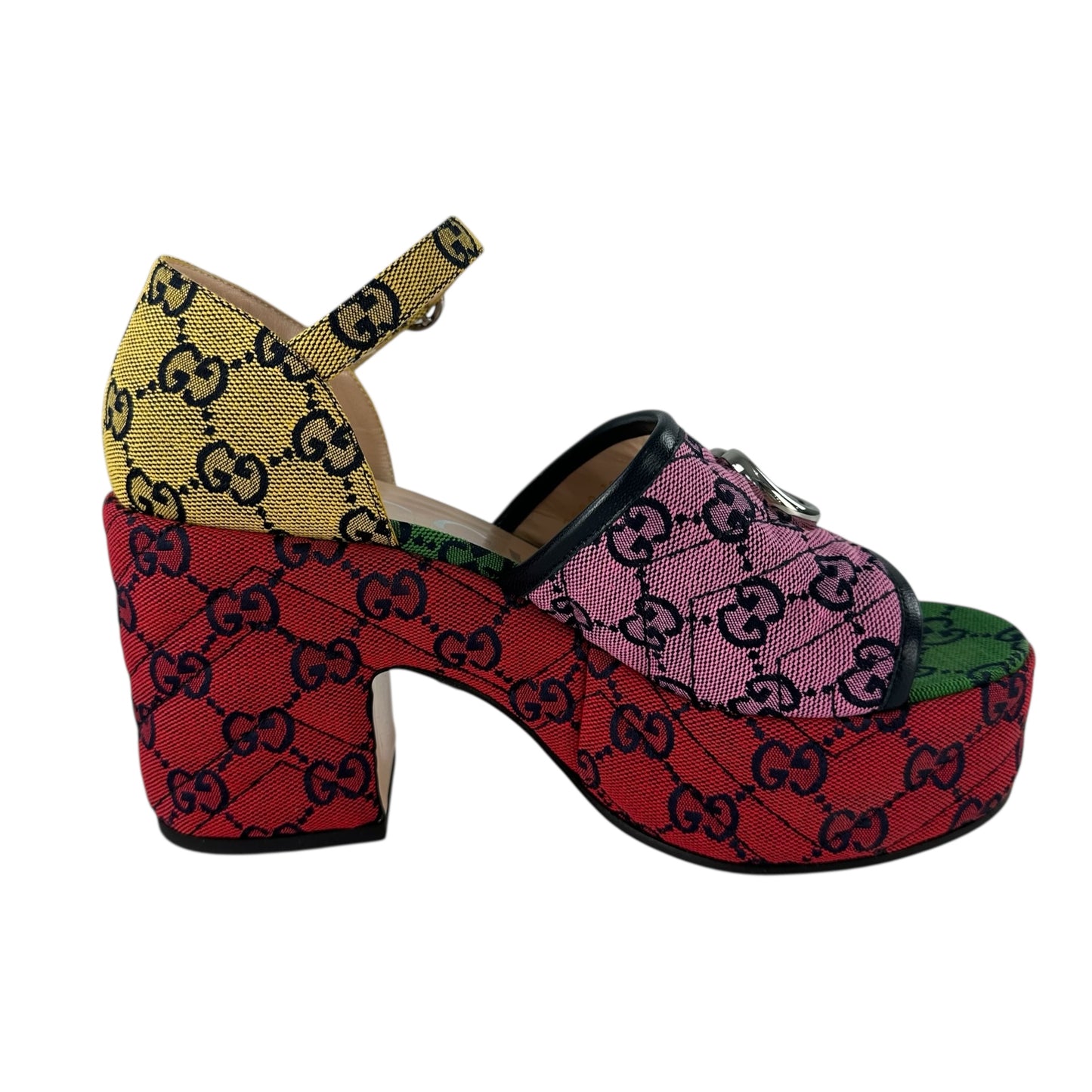 Gucci Monogram Multicolor Chunky Heels
