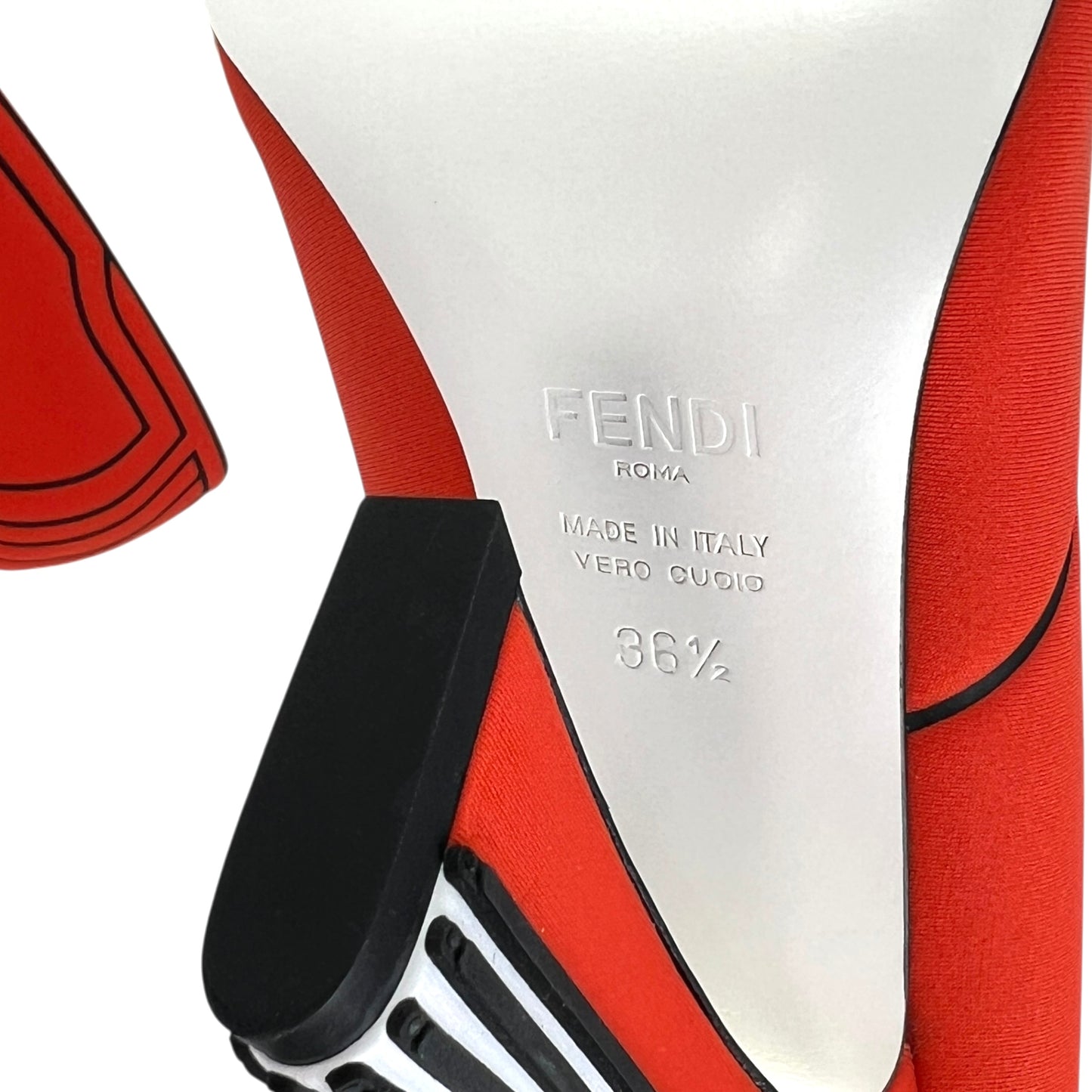 Fendi Red Neoprene Pumps