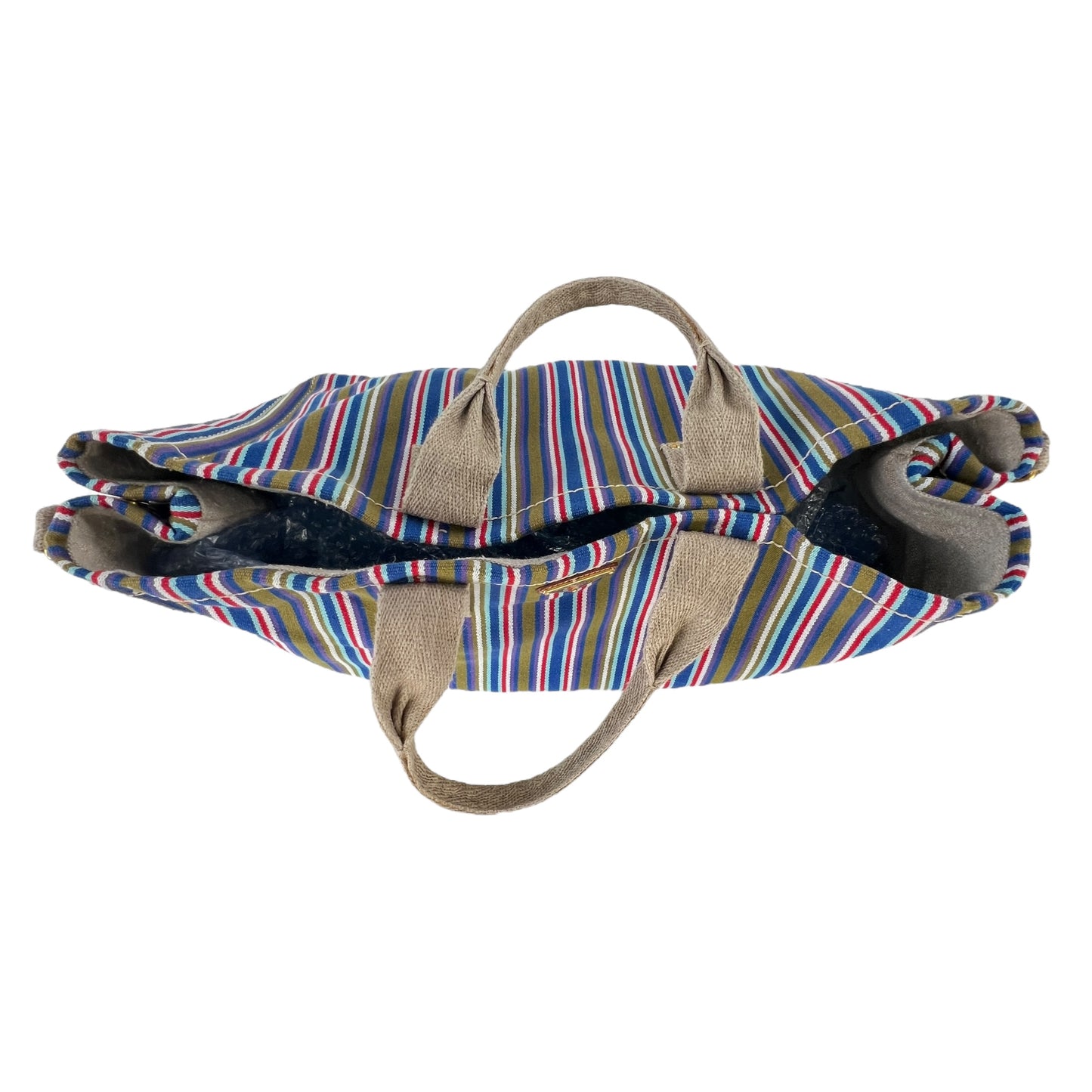 Prada Striped Canapa Tote Bag