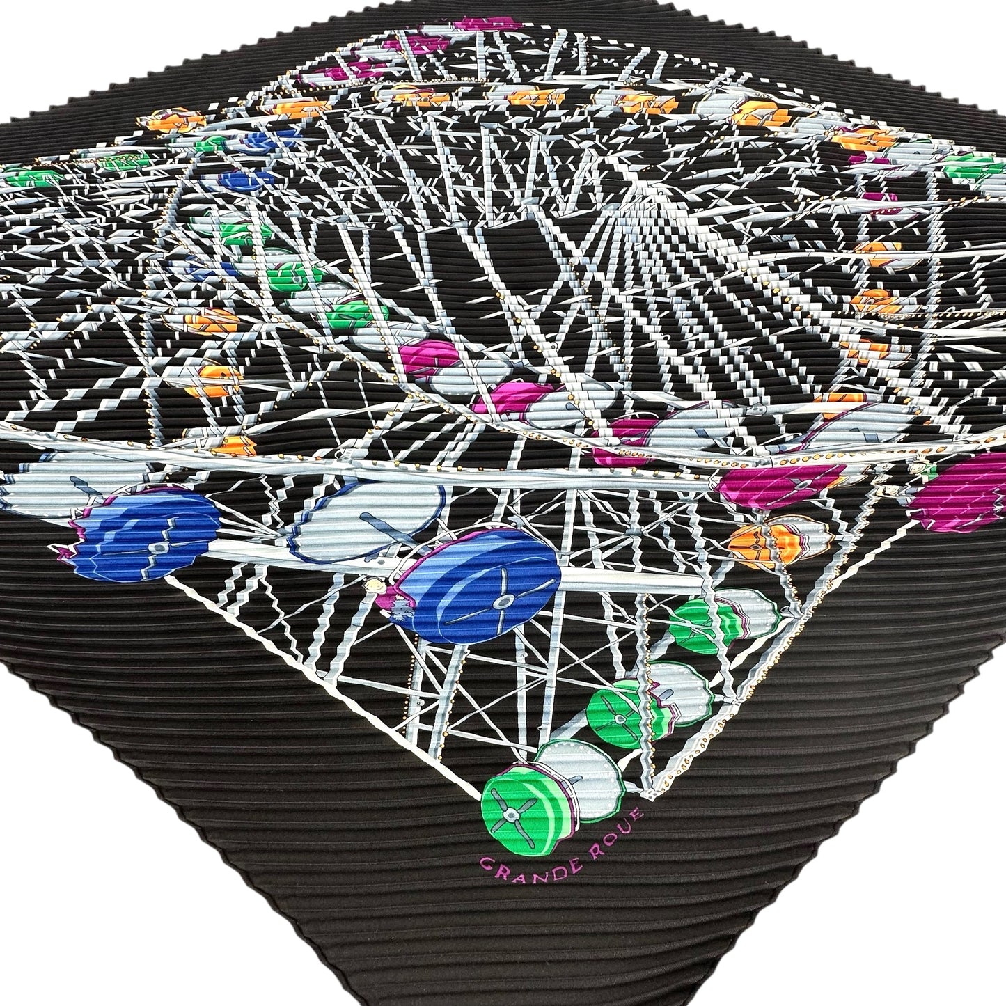 Hermes Grande Roue Pleated Silk Scarf