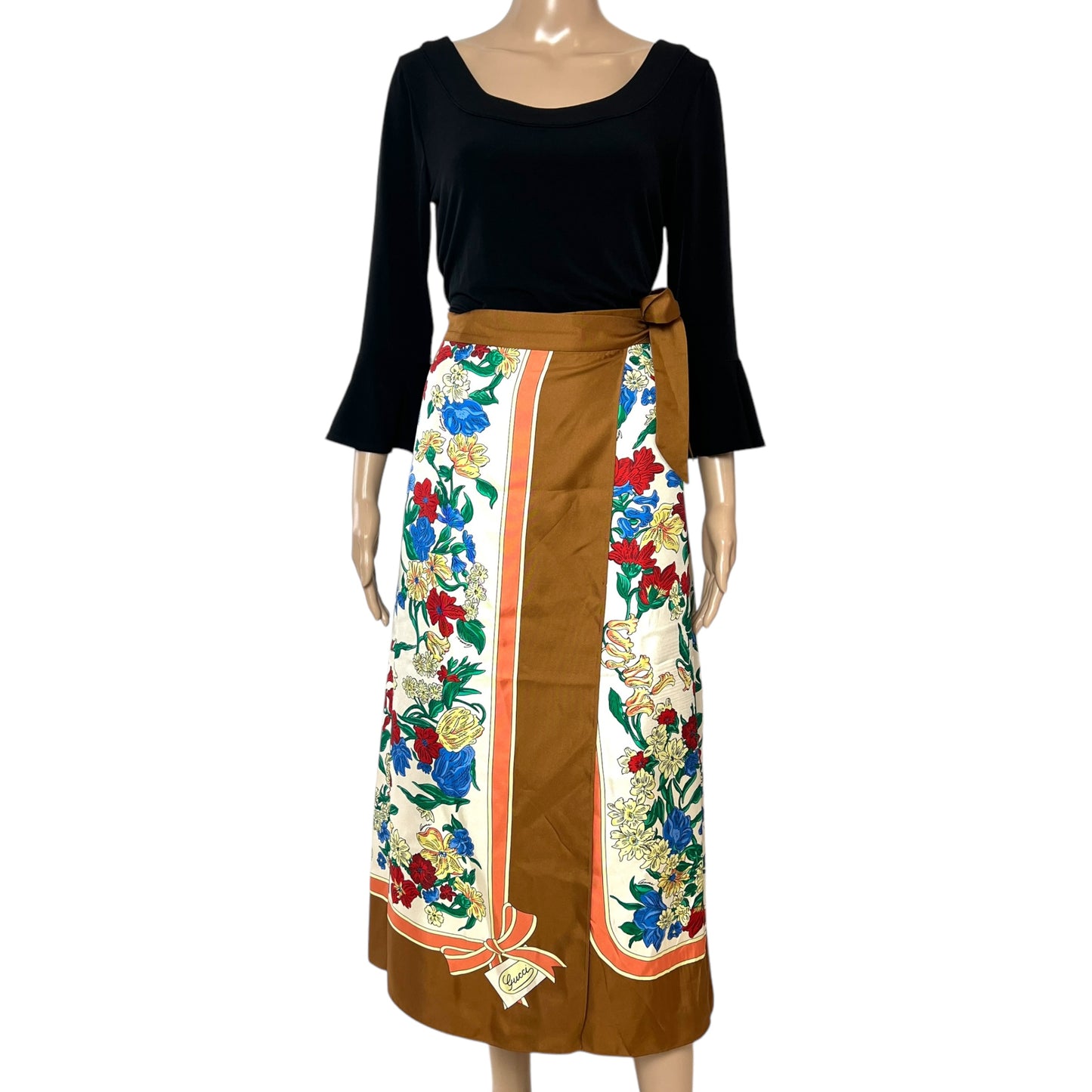 Gucci Resort Exclusive Flora Silk Wrap Skirt