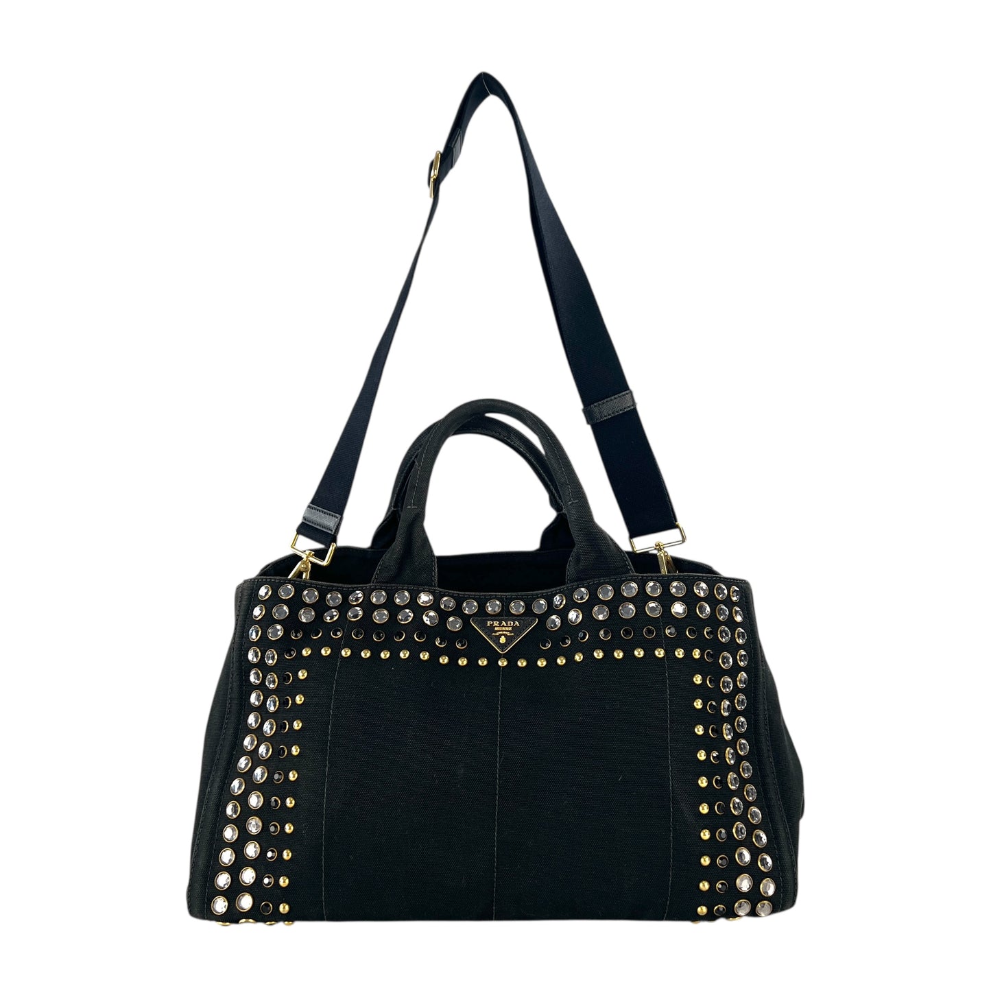Prada Rhinestone Canapa Tote Bag