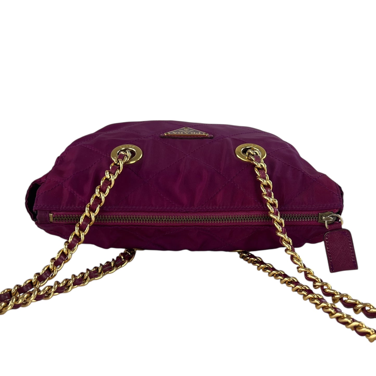 Prada Nylon Stitched Chain Shoulder Bag