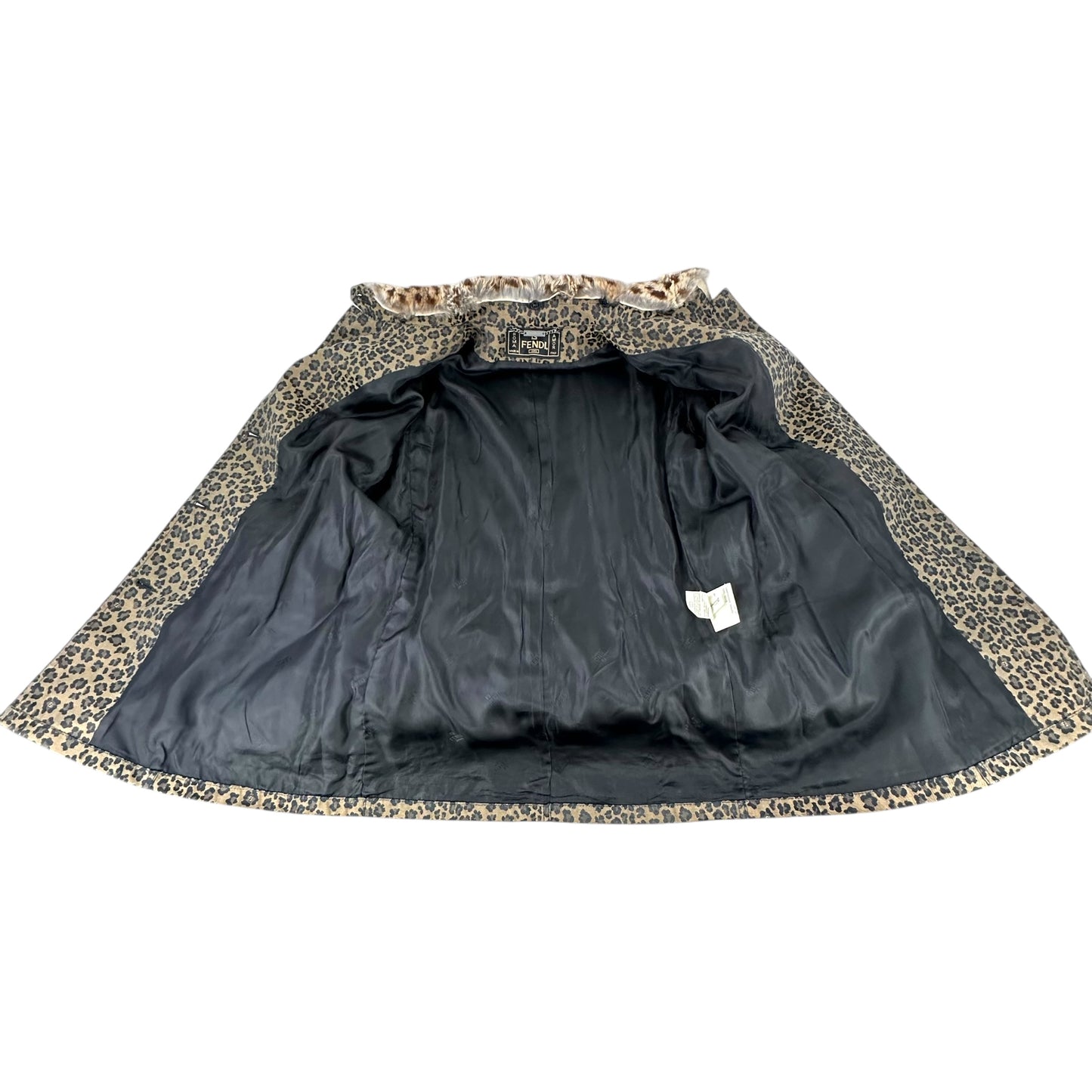 Fendi Vintage Leopard Print Fur Collar Coat