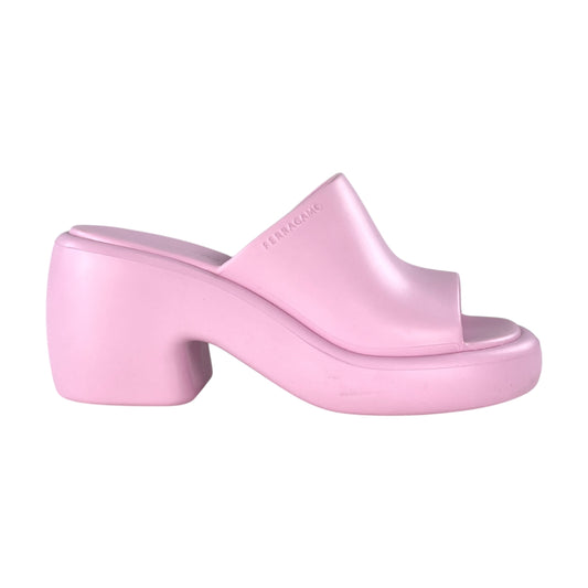 Ferragamo Pink Rubber Platform Sandals