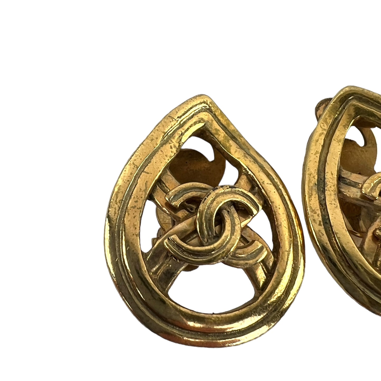 Chanel Vintage CC Teardrop Clip-On Earrings