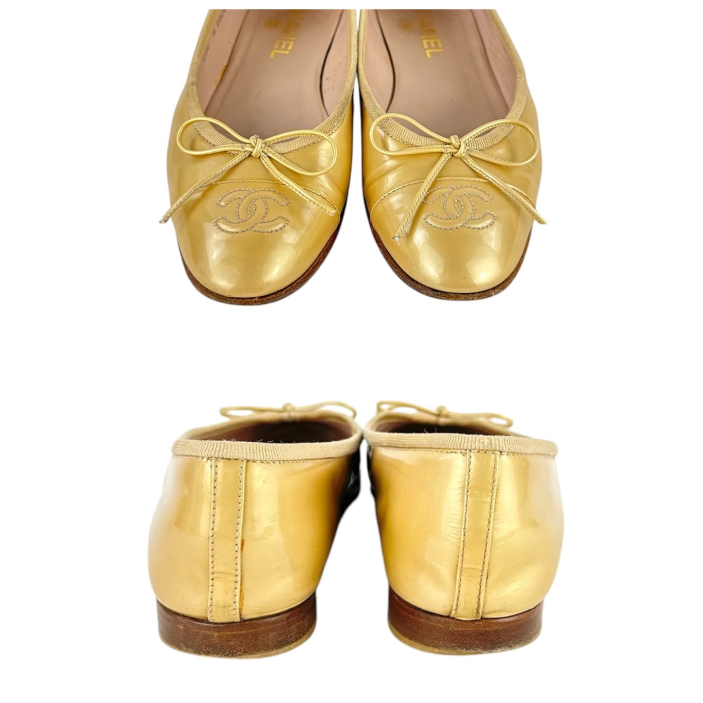 Chanel CC Patent Leather Ballet Flats