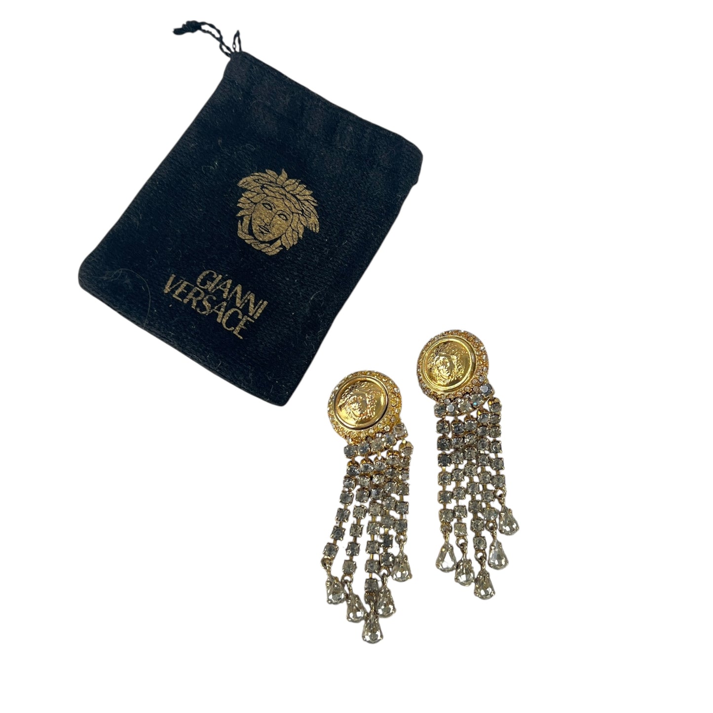 Versace Vintage Medusa Rhinestone Earrings