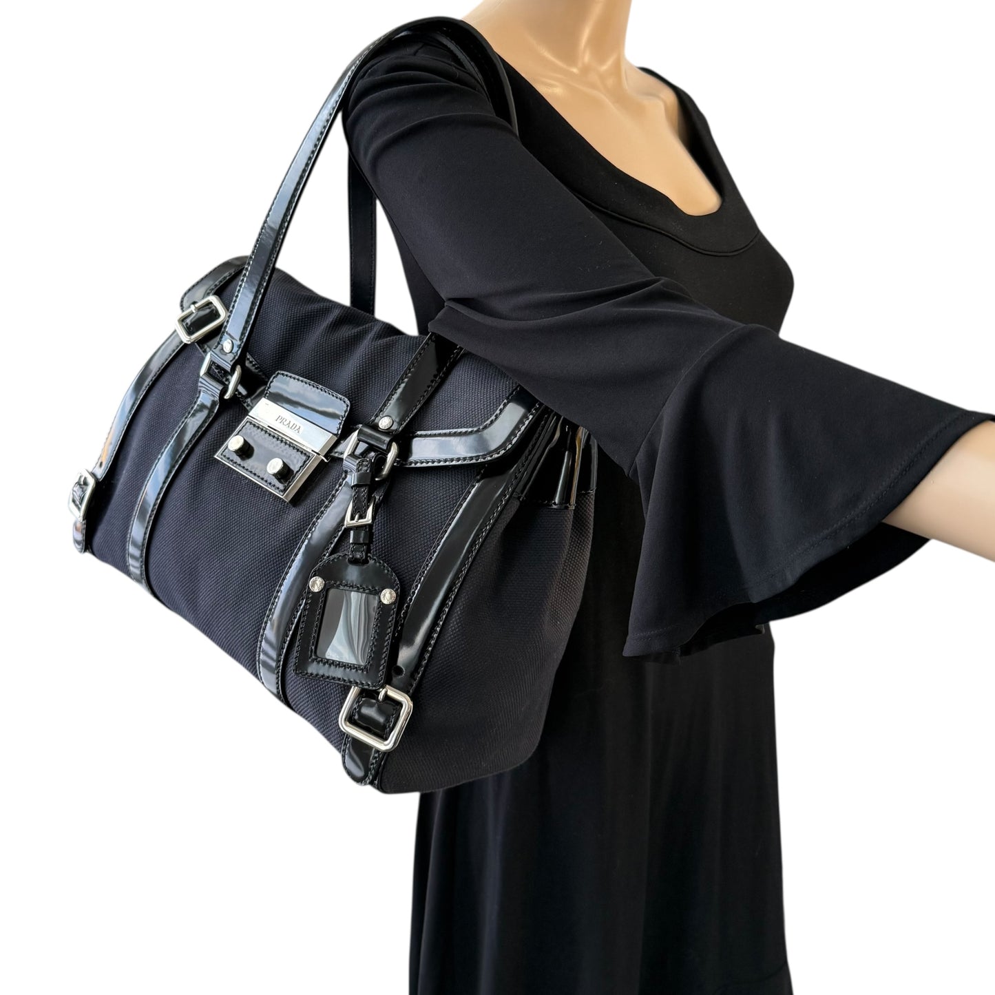 Prada Canvas Flap Shoulder Bag