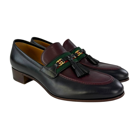 Gucci Leather Web Stripe GG Tassel Loafer