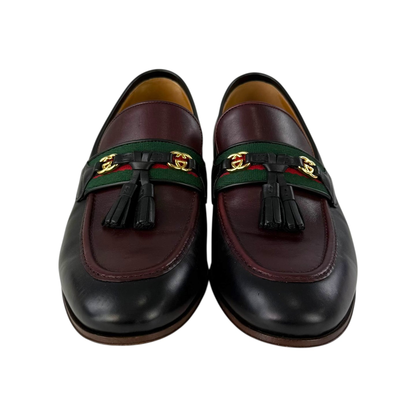 Gucci Leather Web Stripe GG Tassel Loafer