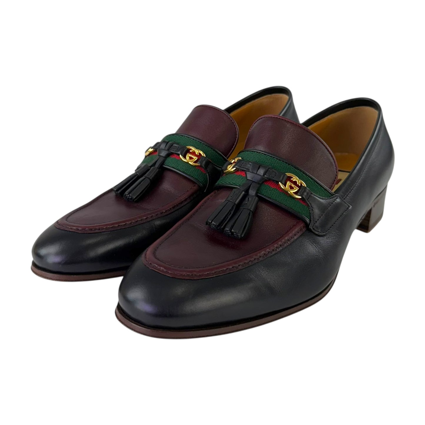 Gucci Leather Web Stripe GG Tassel Loafer