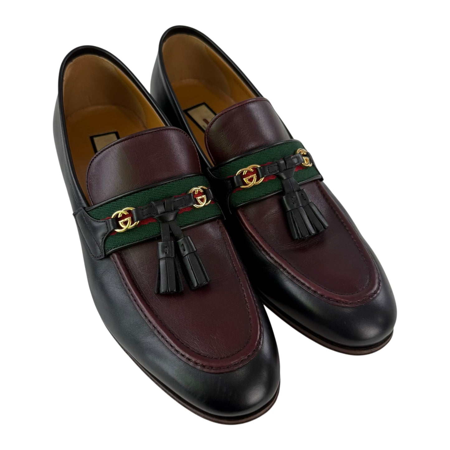 Gucci Leather Web Stripe GG Tassel Loafer
