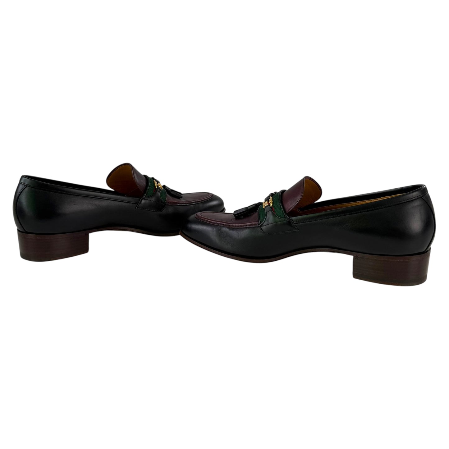 Gucci Leather Web Stripe GG Tassel Loafer