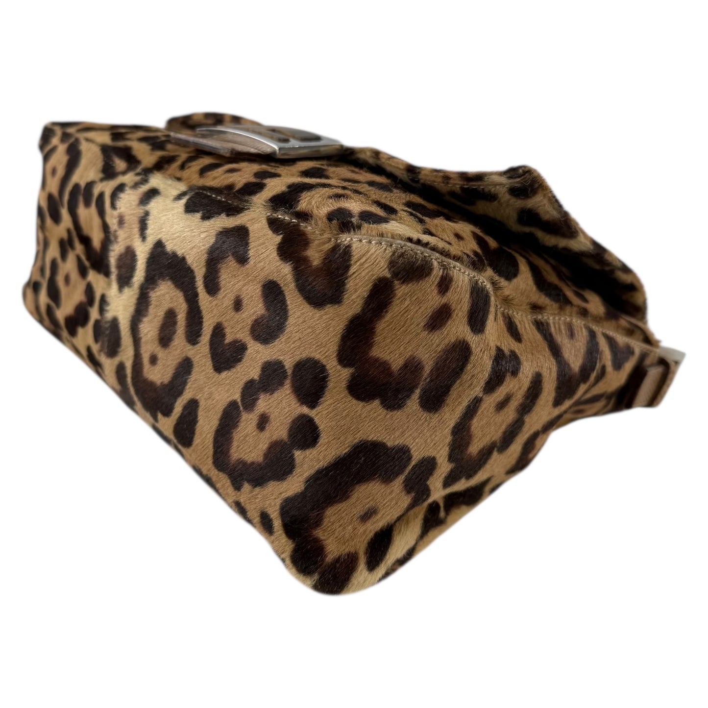 Fendi Leopard Pony Hair Mamma Baguette Lizard Shoulder Bag