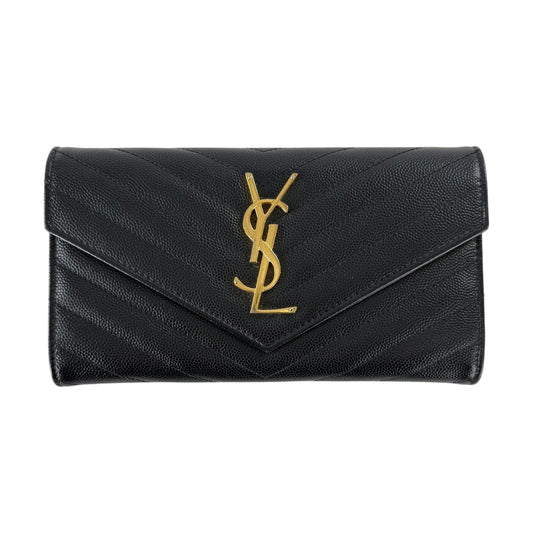 Saint Laurent Grain De Poudre Matelasse Chevron Flap Wallet