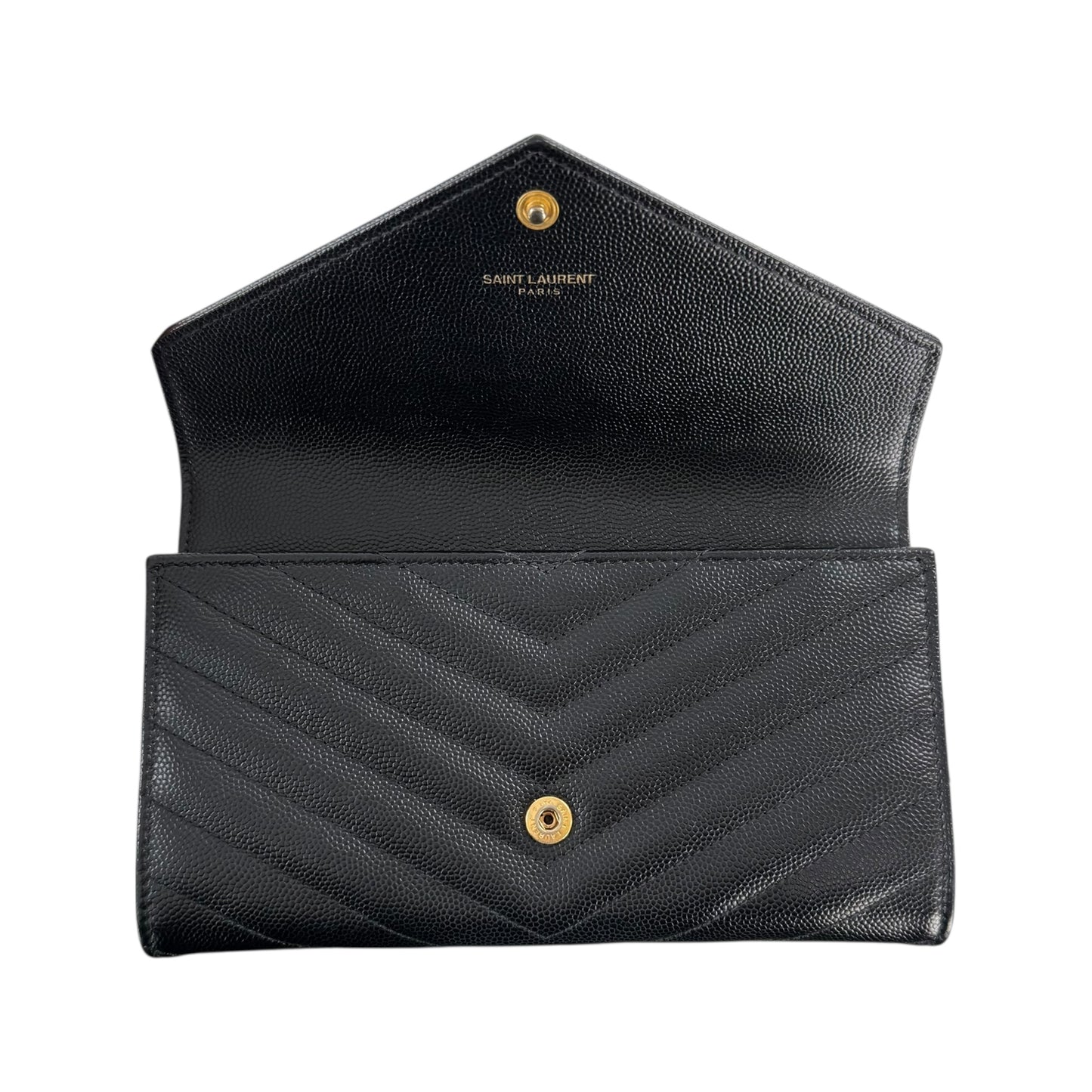 Saint Laurent Grain De Poudre Matelasse Chevron Flap Wallet