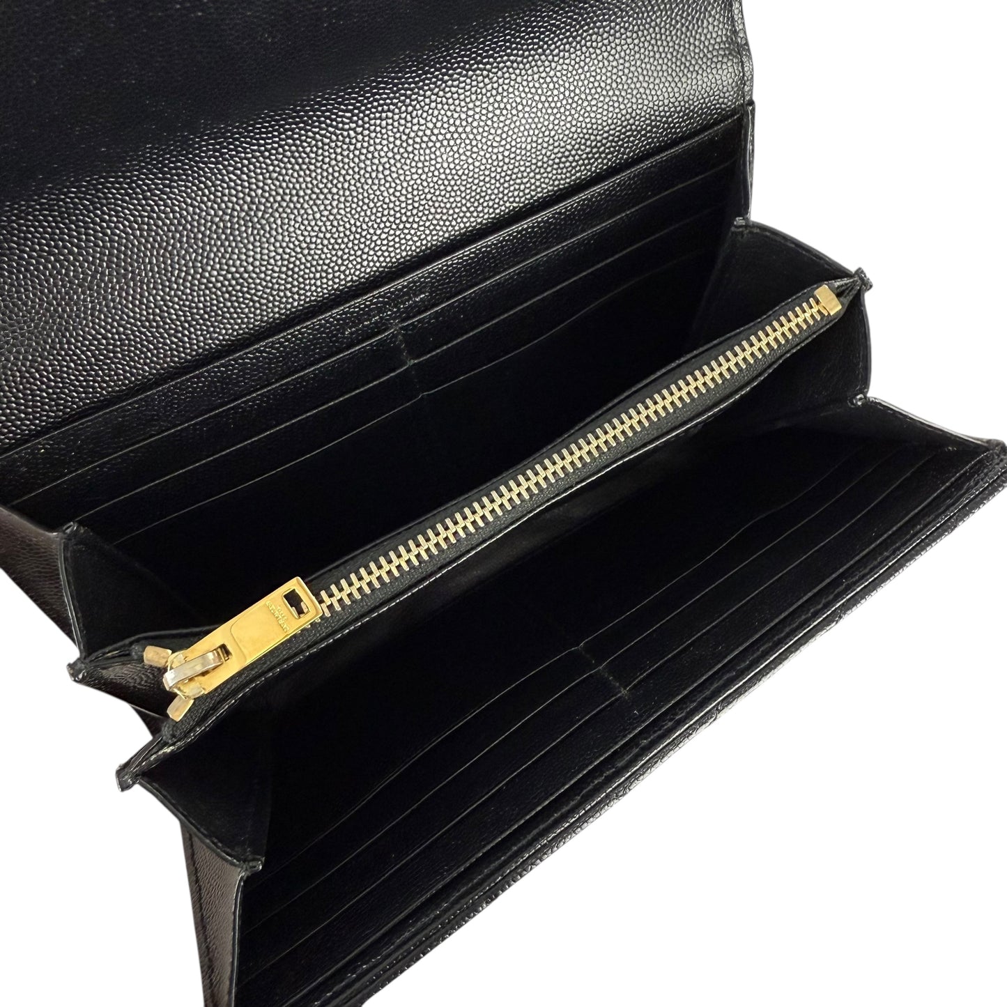 Saint Laurent Grain De Poudre Matelasse Chevron Flap Wallet