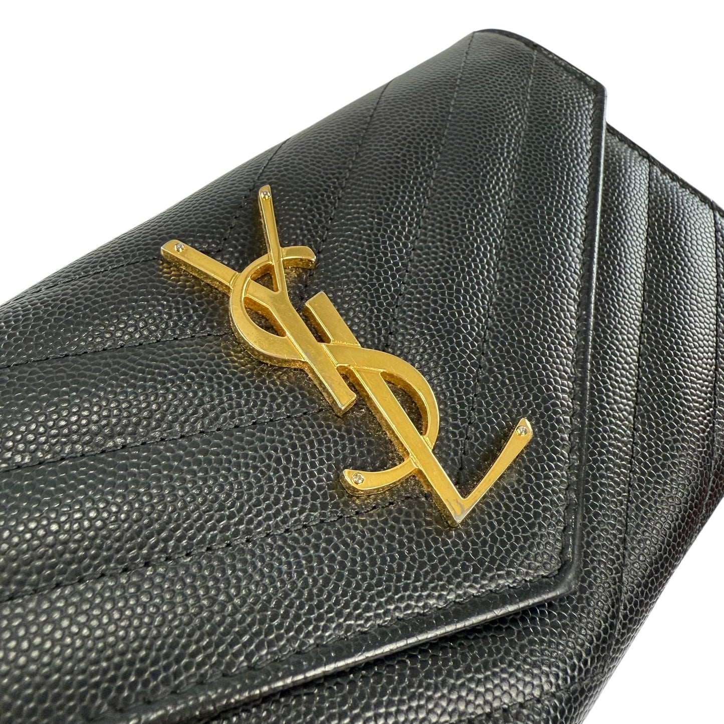 Saint Laurent Grain De Poudre Matelasse Chevron Flap Wallet