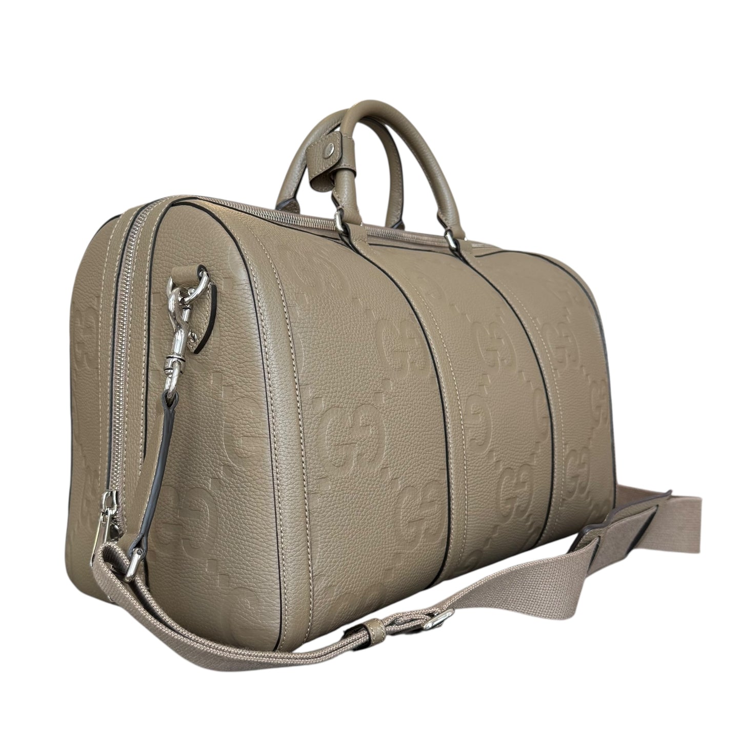 Gucci GG Jumbo Monogram Embossed Leather Duffle Bag