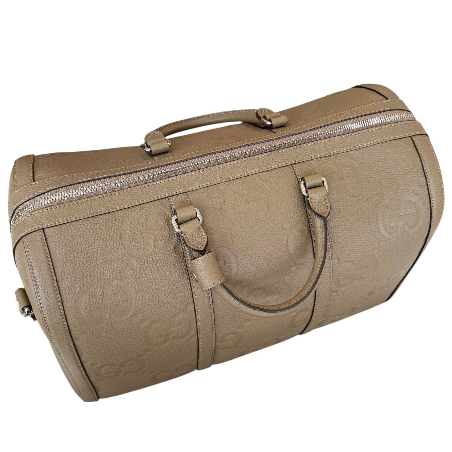 Gucci GG Jumbo Monogram Embossed Leather Duffle Bag