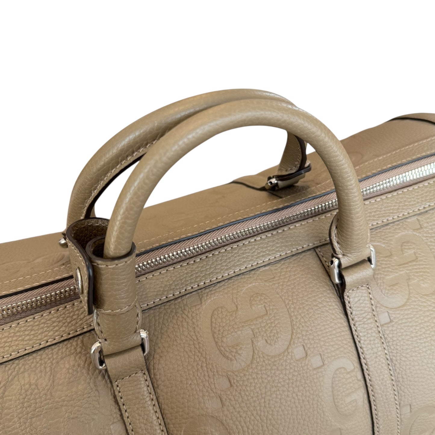 Gucci GG Jumbo Monogram Embossed Leather Duffle Bag