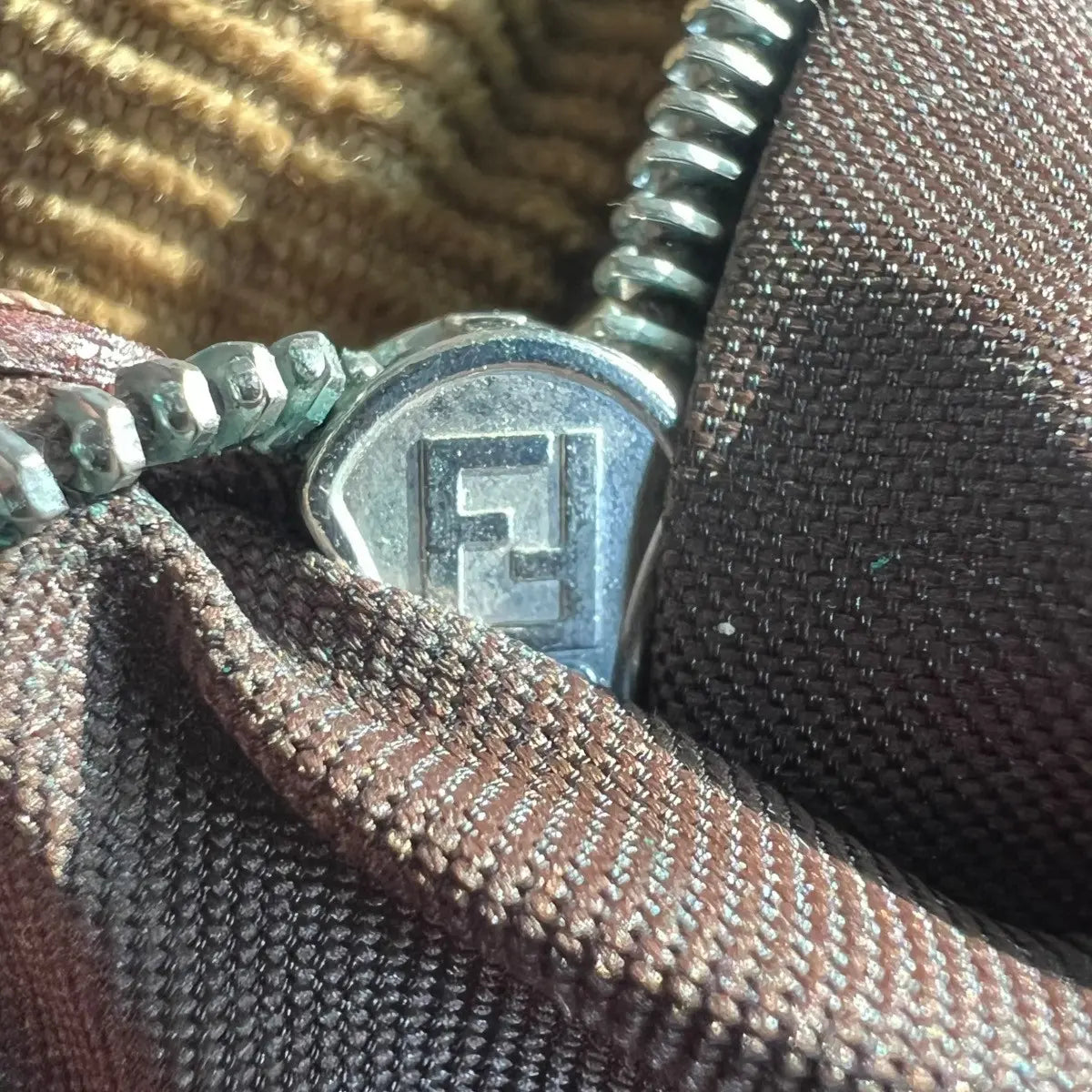 Fendi Corduroy Baguette Shoulder Bag