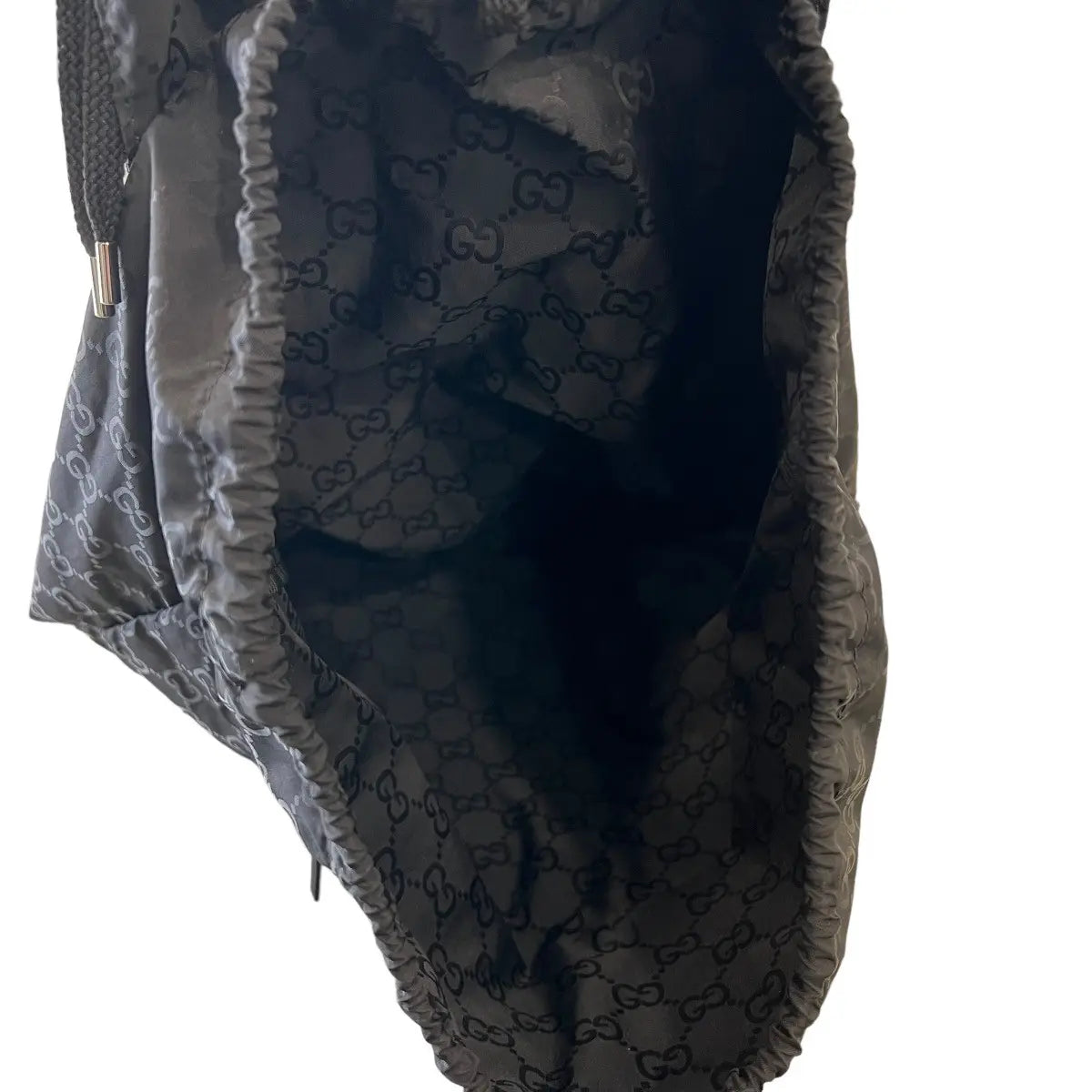 Gucci Monogram Nylon Bear Charm Backpack