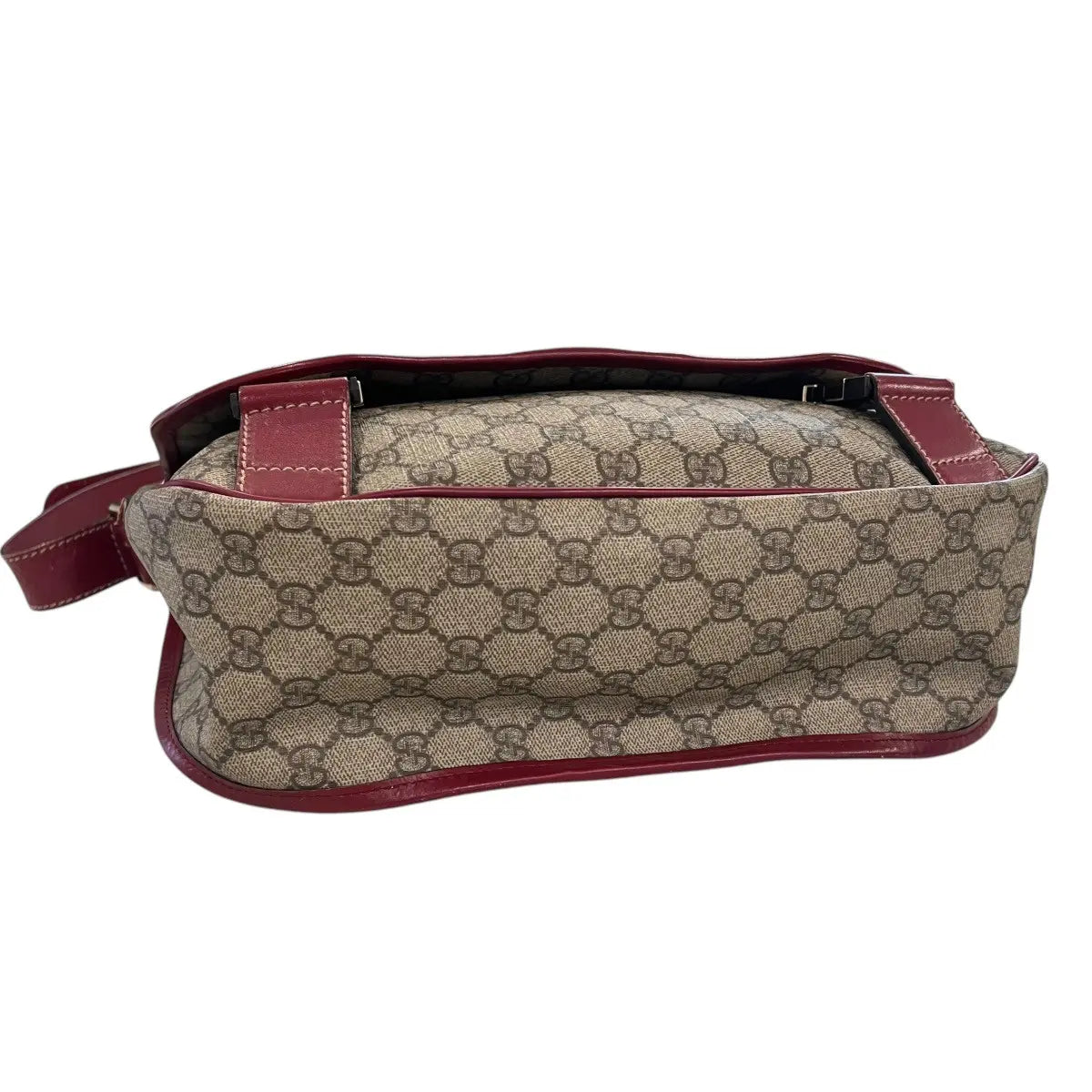 Gucci Monogram Medium Double Buckle Flap Messenger Bag