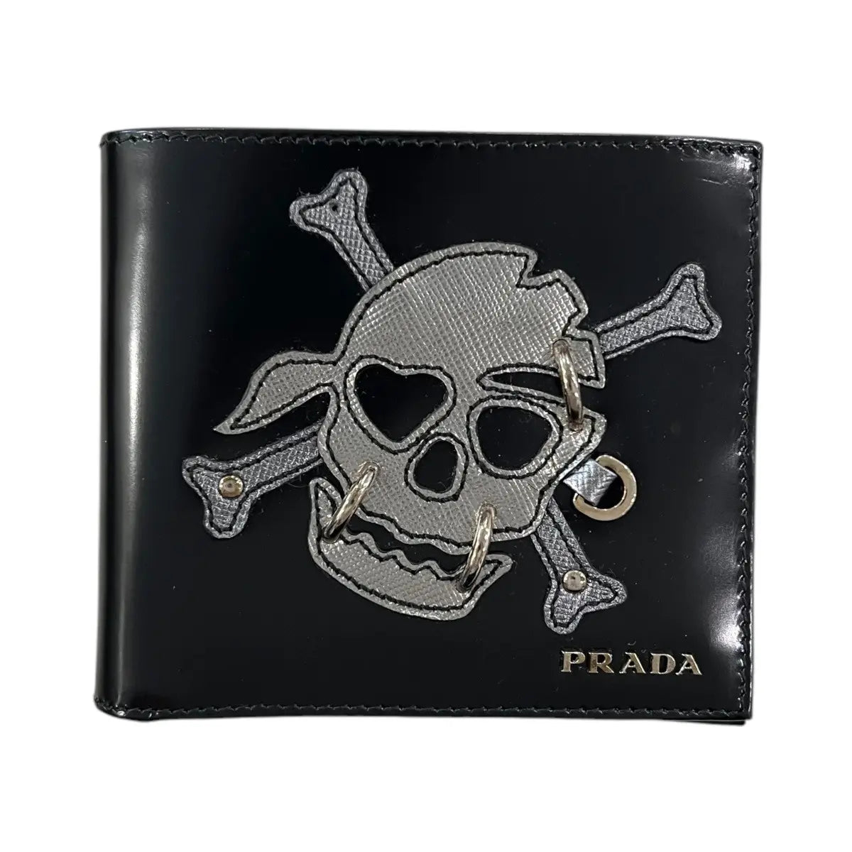 Prada Skull & Crossbones Leather Bifold Wallet