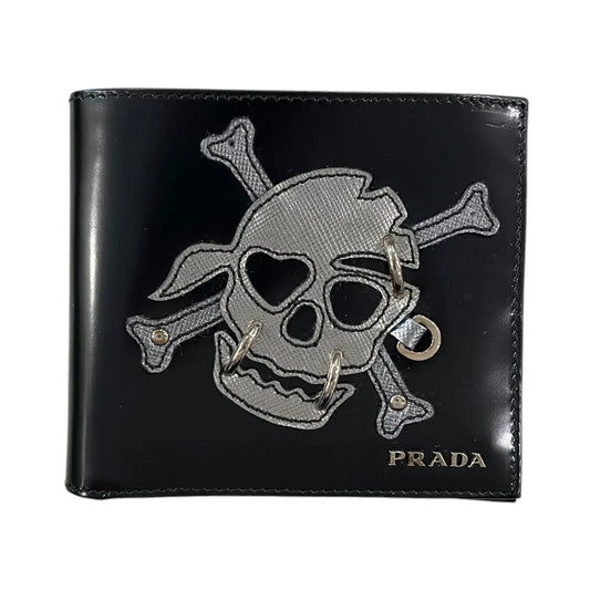 Prada Skull & Crossbones Leather Bifold Wallet
