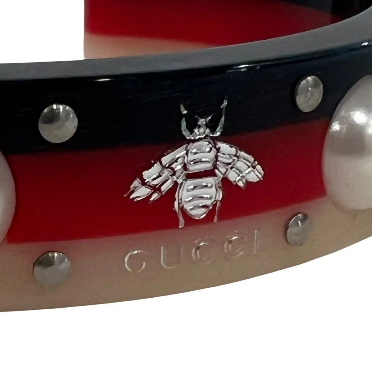 Gucci Bee & Pearl Resin Cuff Bracelet