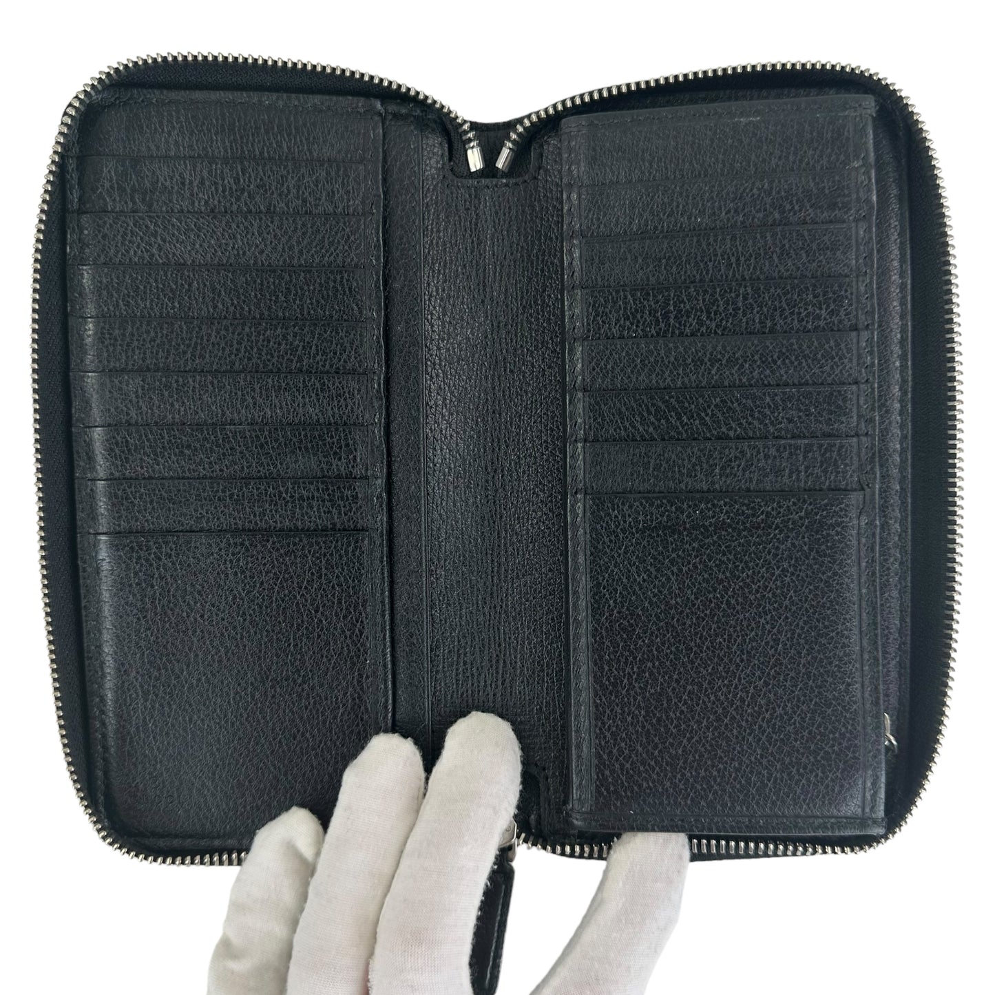 Gucci Sport Black Leather Zip Around Long Wallet