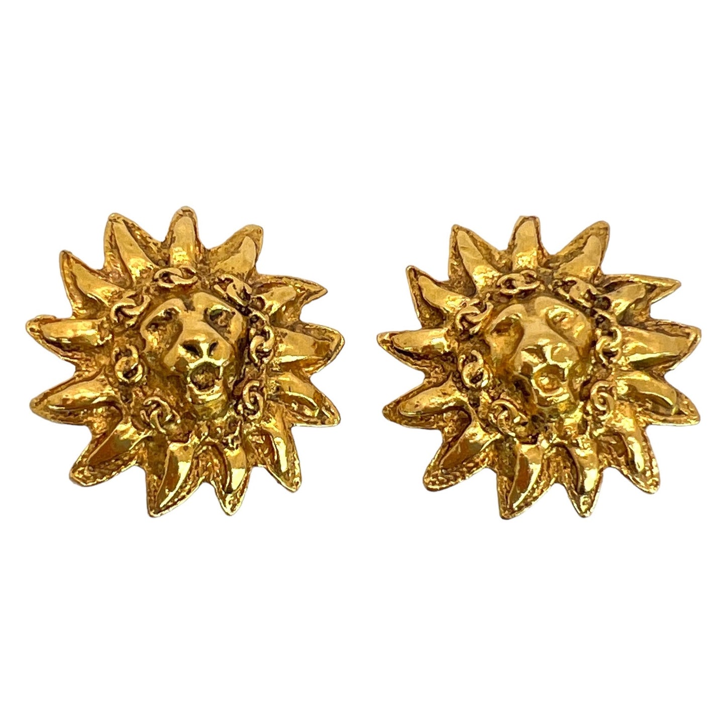 Chanel Vintage Sun Lion Clip-On Earrings