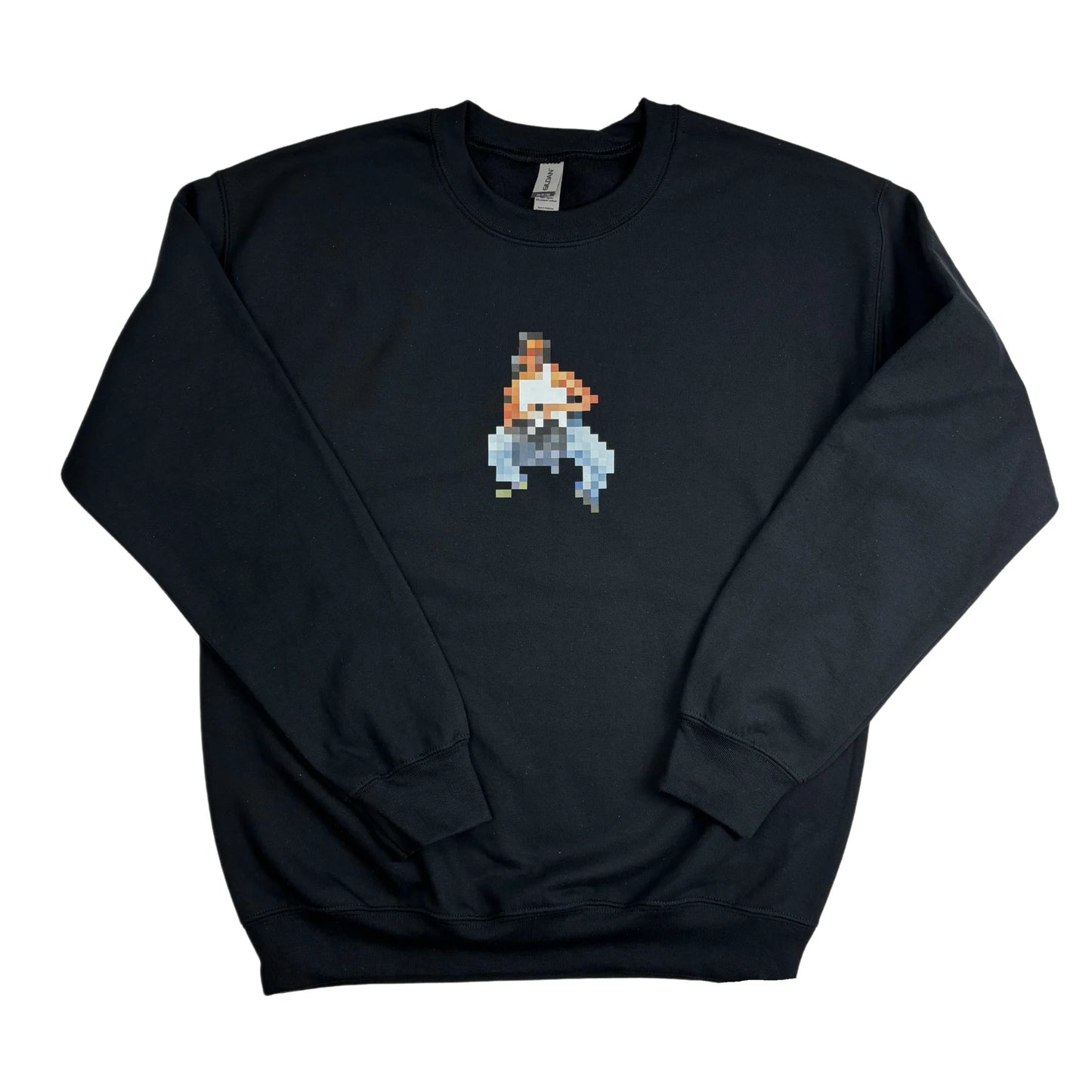 AARCHIVE Girl Crewneck in blue with pixelated girl graphic