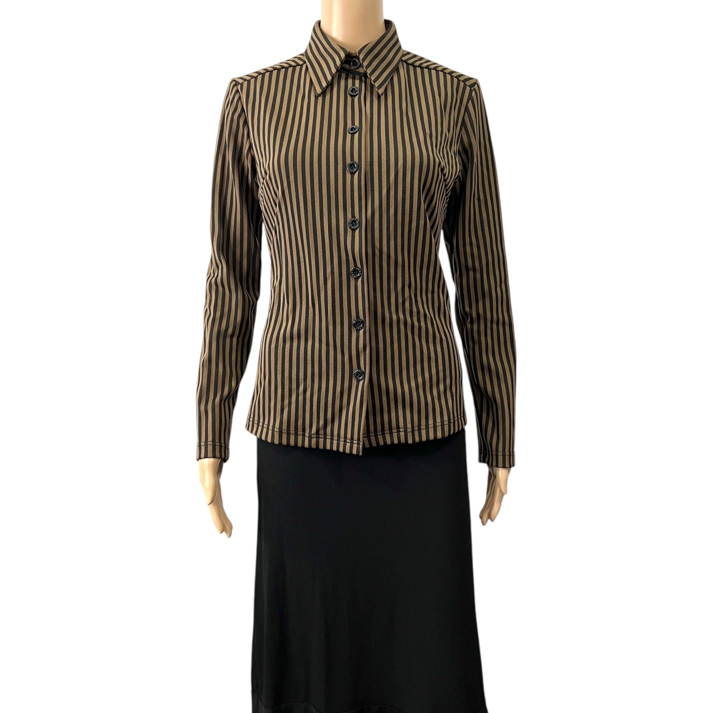 Fendi Vintage Pequin Fitted Button Blouse