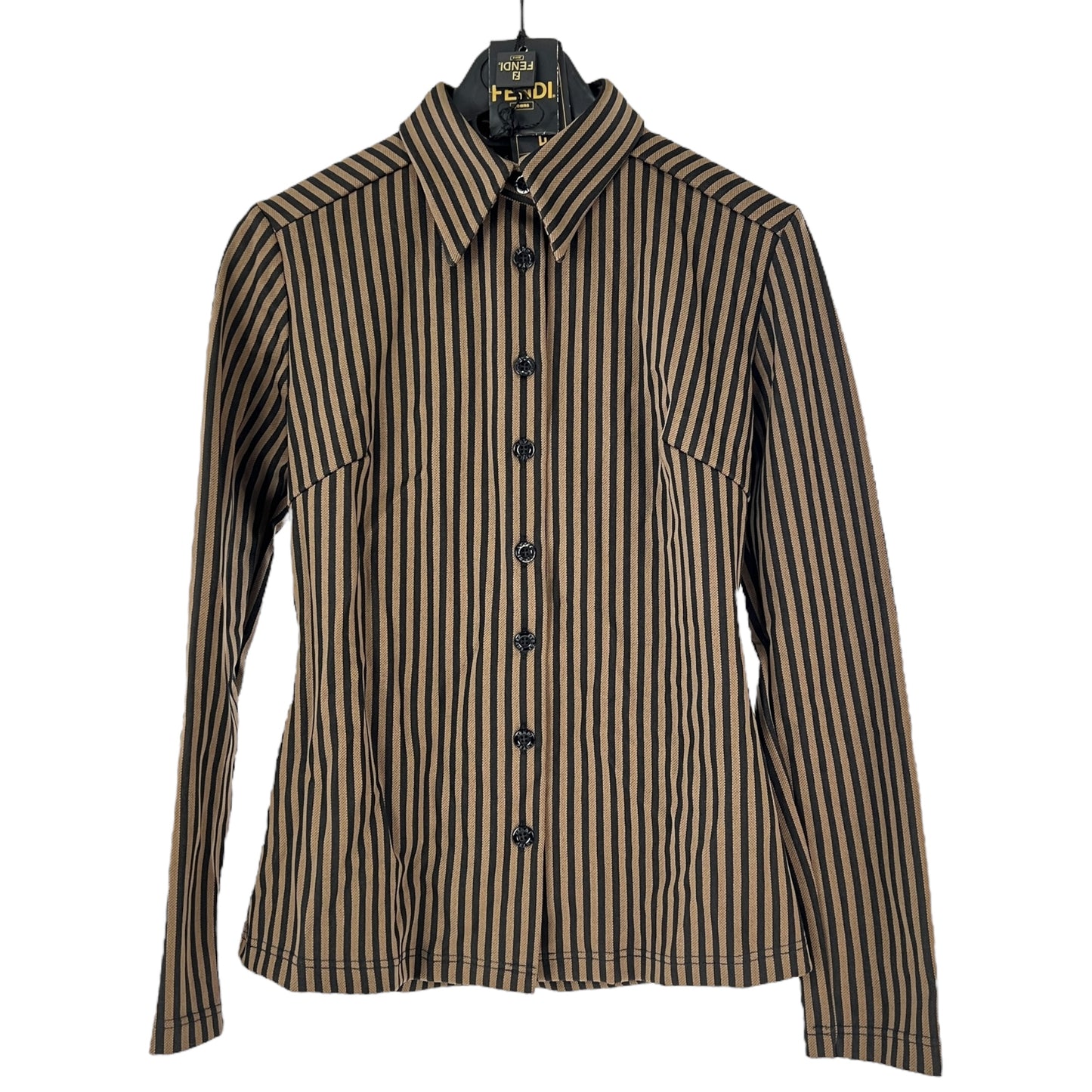 Fendi Vintage Pequin Fitted Button Blouse