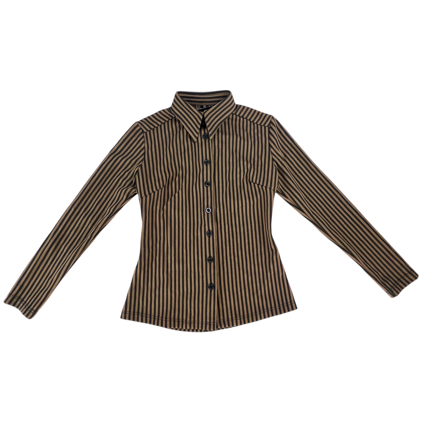 Fendi Vintage Pequin Fitted Button Blouse