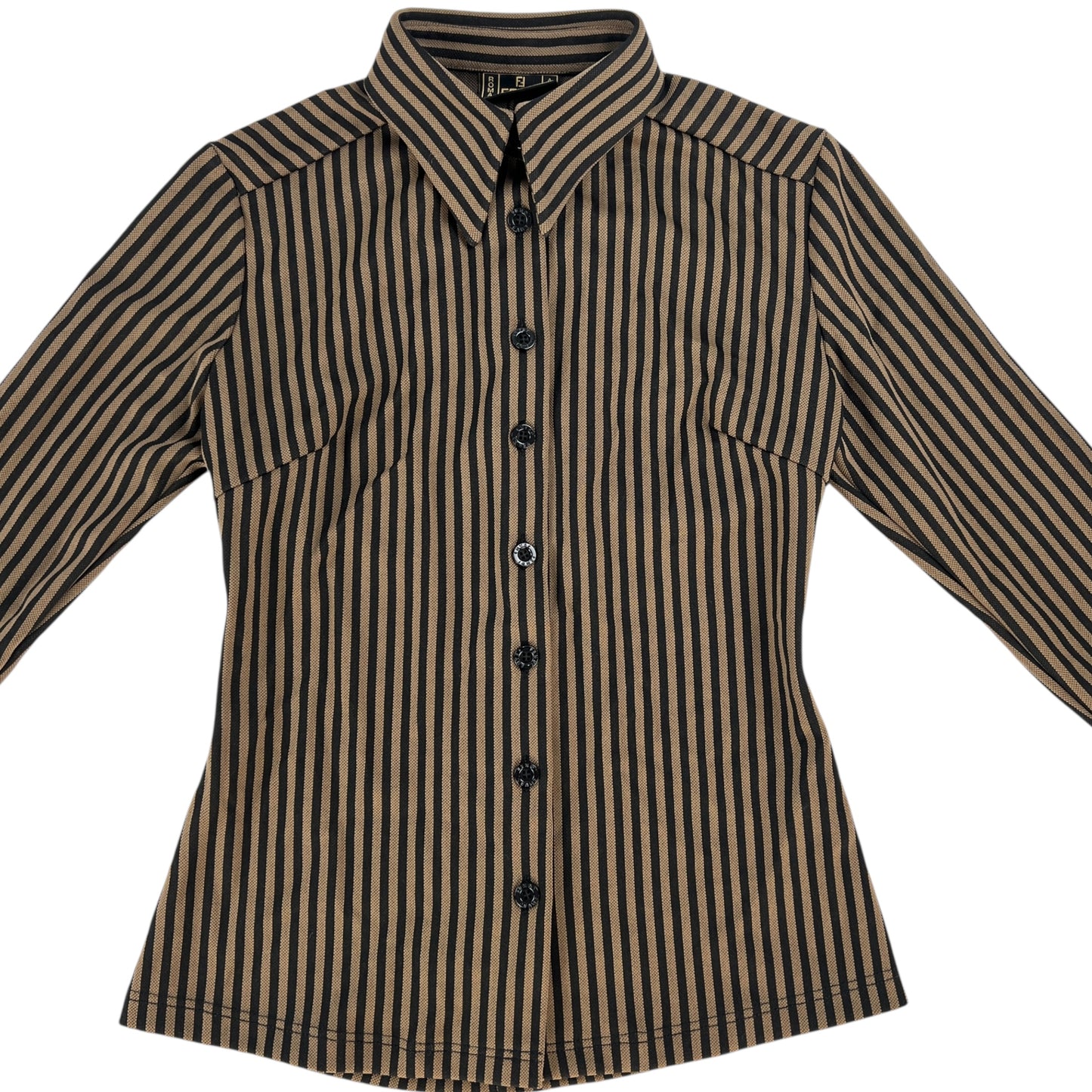 Fendi Vintage Pequin Fitted Button Blouse