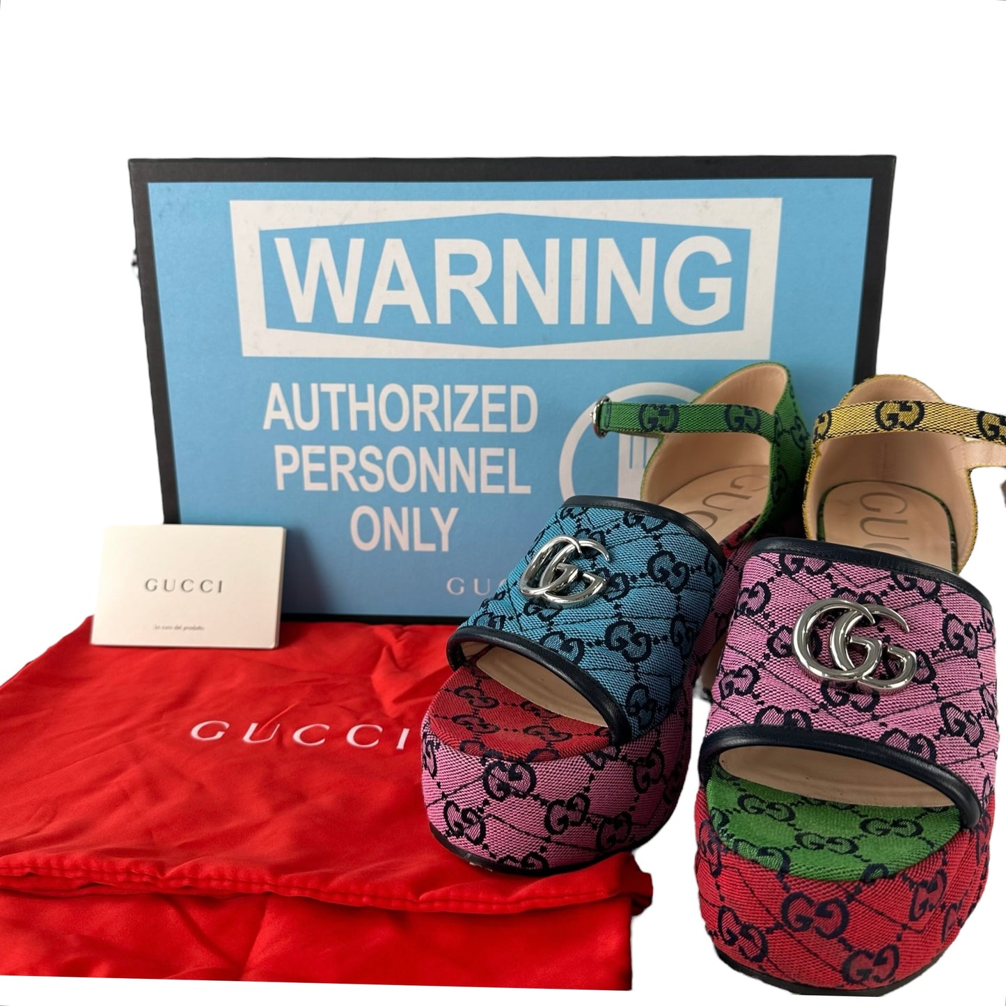 Gucci Monogram Multicolor Chunky Heels