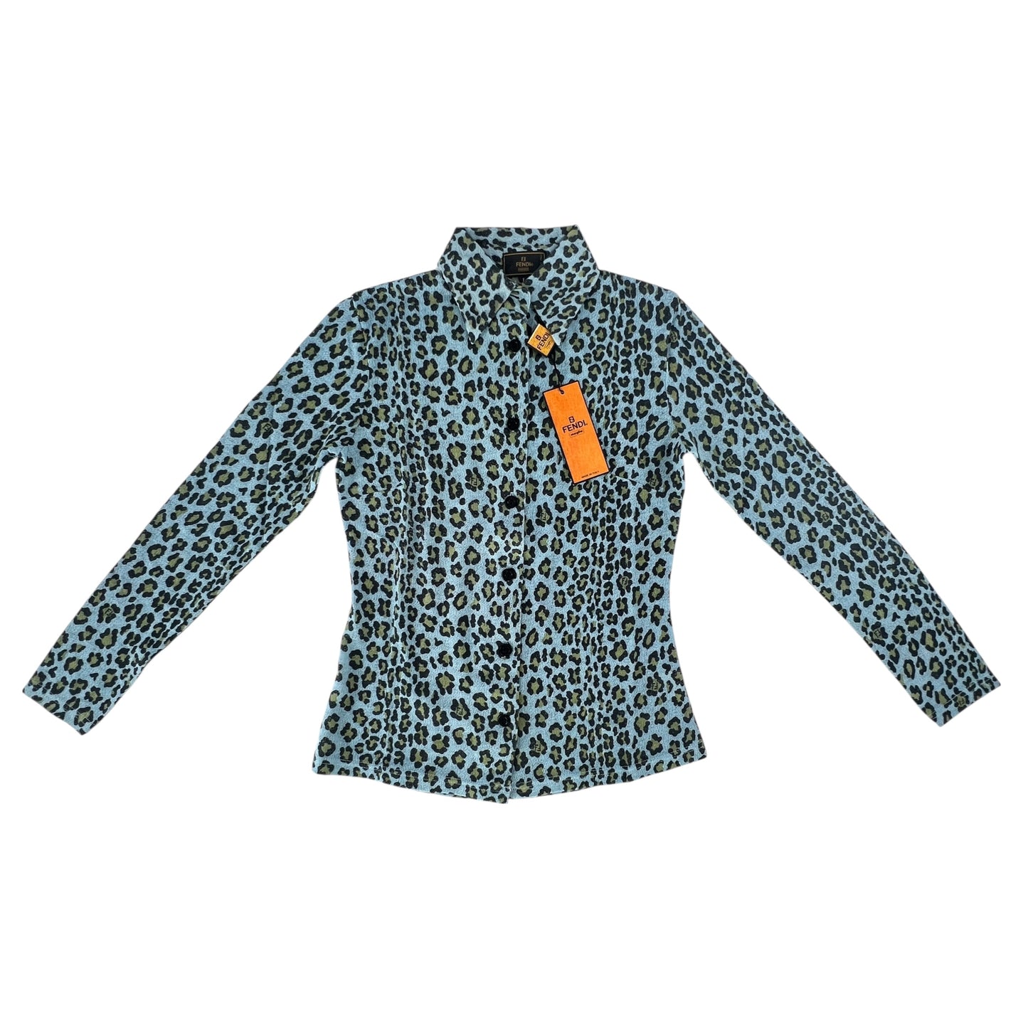 Fendi Vintage Leopard Print Button Down Blouse
